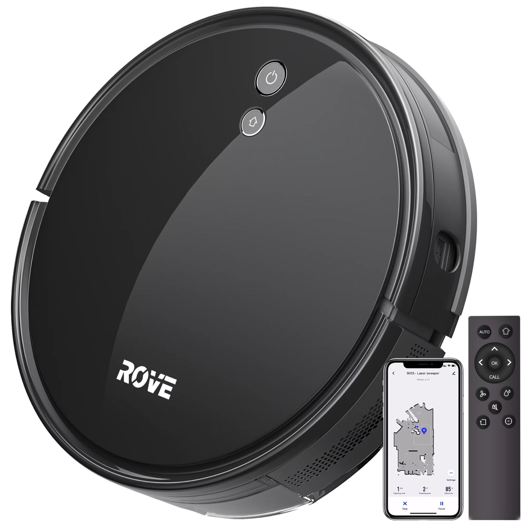 Rove Robot Vacuum Cleaner. 2000 Pa Strong Suction & 2600mAh Battery Life Robotic Sweeper with 600ML Dustbin. Automatic Self-Charging. Ideal for Pet Care. Hard Floor and Low Pile Carpet