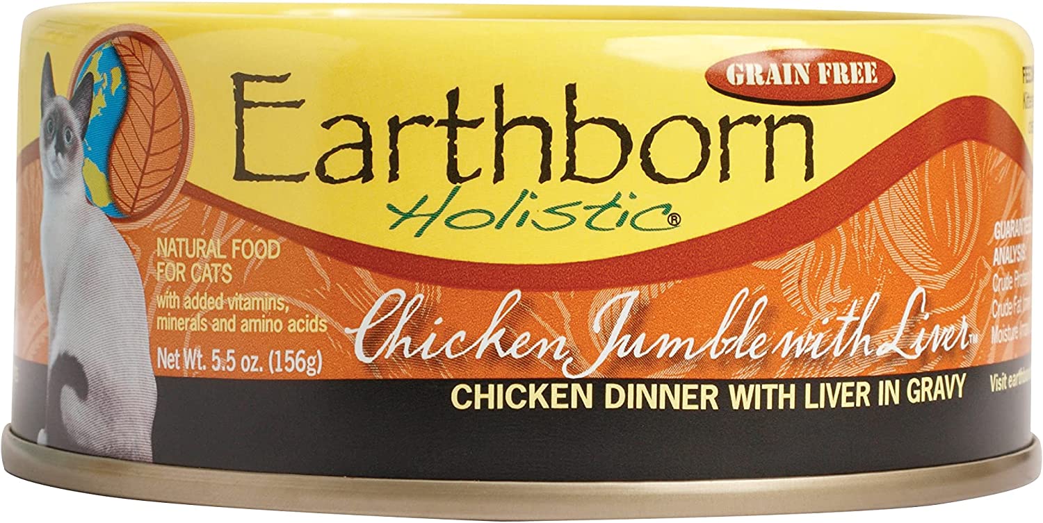Earthborn Holistic Grain Free Chicken Jumble with Liver Canned Cat Food 5.5-oz. case of 24