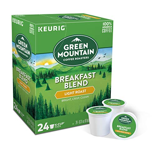 Green Mountain Coffee Roasters Breakfast Blend. Single-Serve Keurig K-Cup Pods. Light Roast Coffee Pods. 72 Count