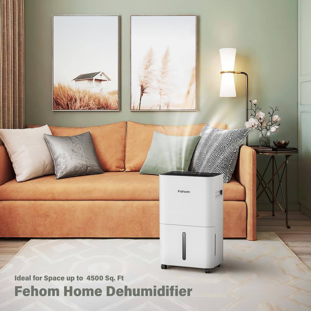 Fehom HDCX-PD11A-1 50-Pint Multifunctional Home Dehumidifier With Water Tank For 4500 sq. ft. Indoor. White