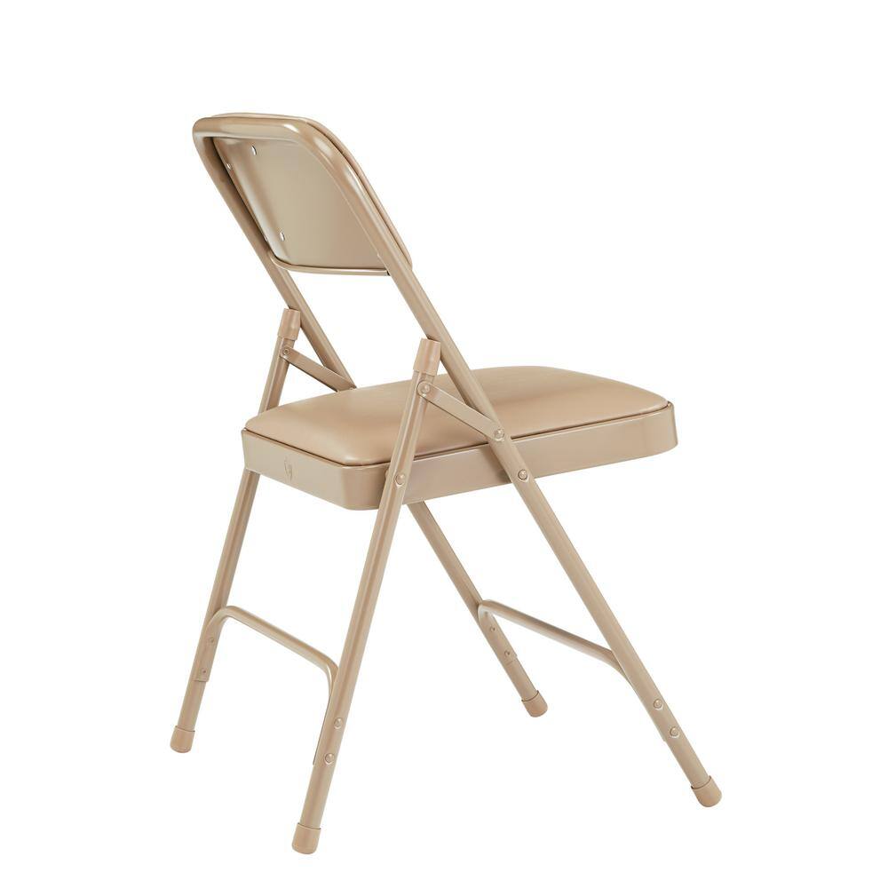 National Public Seating 1201 Beige Vinyl Seat Stackable Folding Chair (Set of 4)