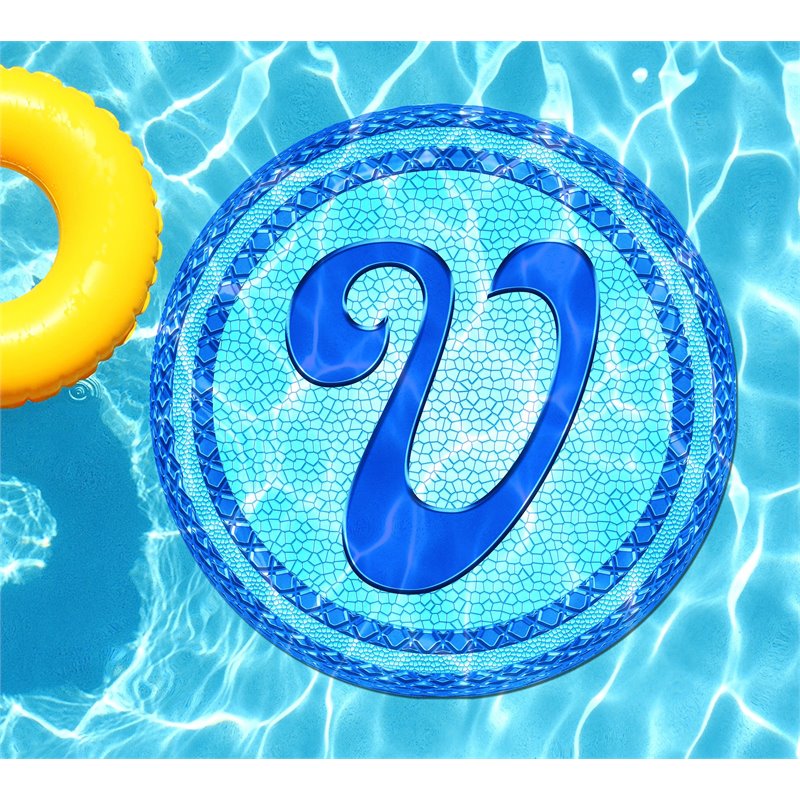 Slick Woody-s 5′ Monogram Tilted Letter V Vinyl Underwater Pool Tattoo in Blue