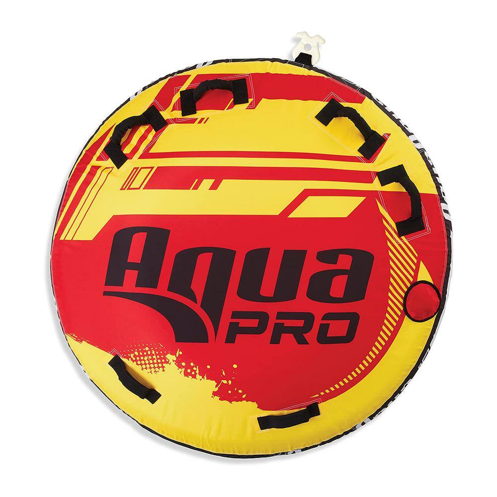 AquaPro AZL19981 60 in. Heavy-Duty Nylon Deck Style Towable 1-Person Rider. Yellow and Red