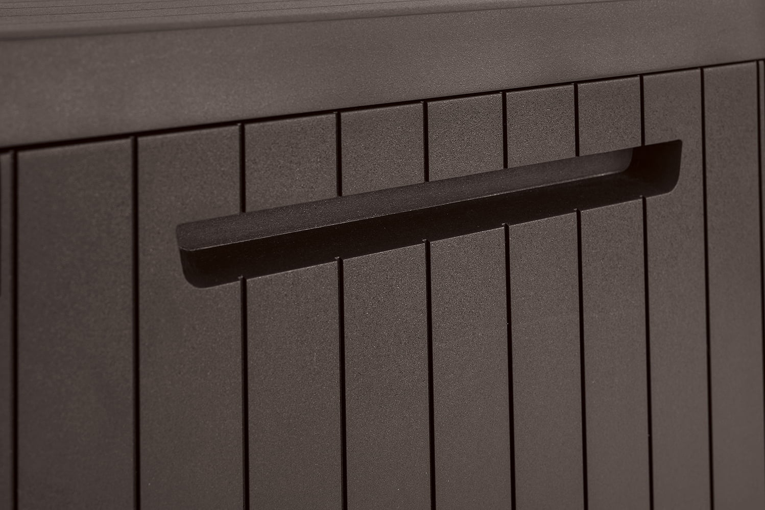 Keter City Lawn and Garden Storage 30 Gallon Plastic and Resin Deck Box. Brown