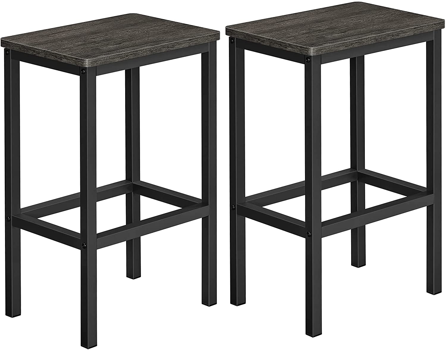 VASAGLE Bar Stools. Set of 2 Bar Chairs. Kitchen Breakfast Bar Stools. Charcoal Gray and Black ULBC065B04