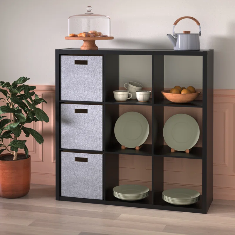 ClosetMaid 4593 43.98 in. H x 43.82 in. W x 13.50 in. D Black Wood Large 9- Cube Organizer