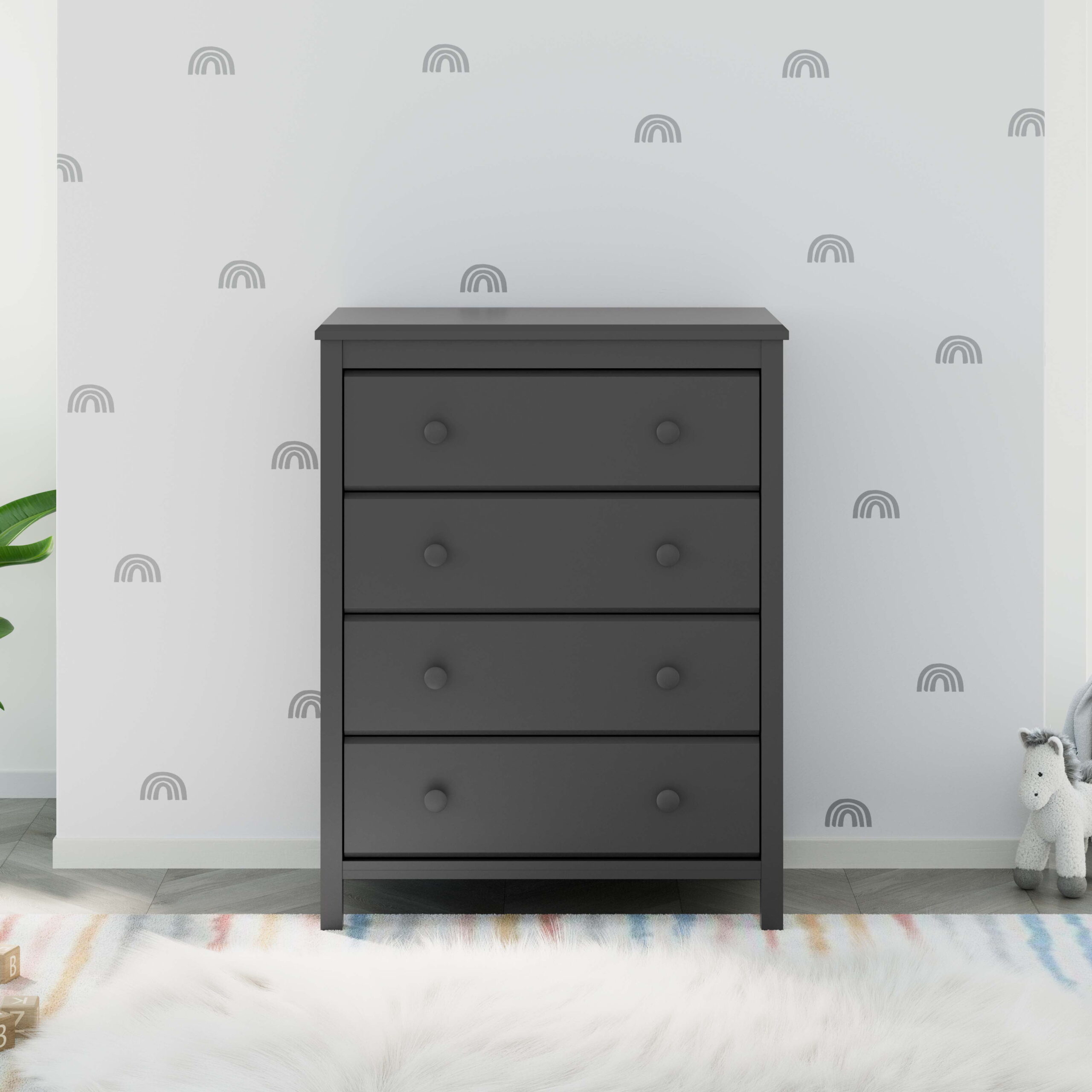 Storkcraft Alpine 4 Drawer Modern Vertical Dresser Gray