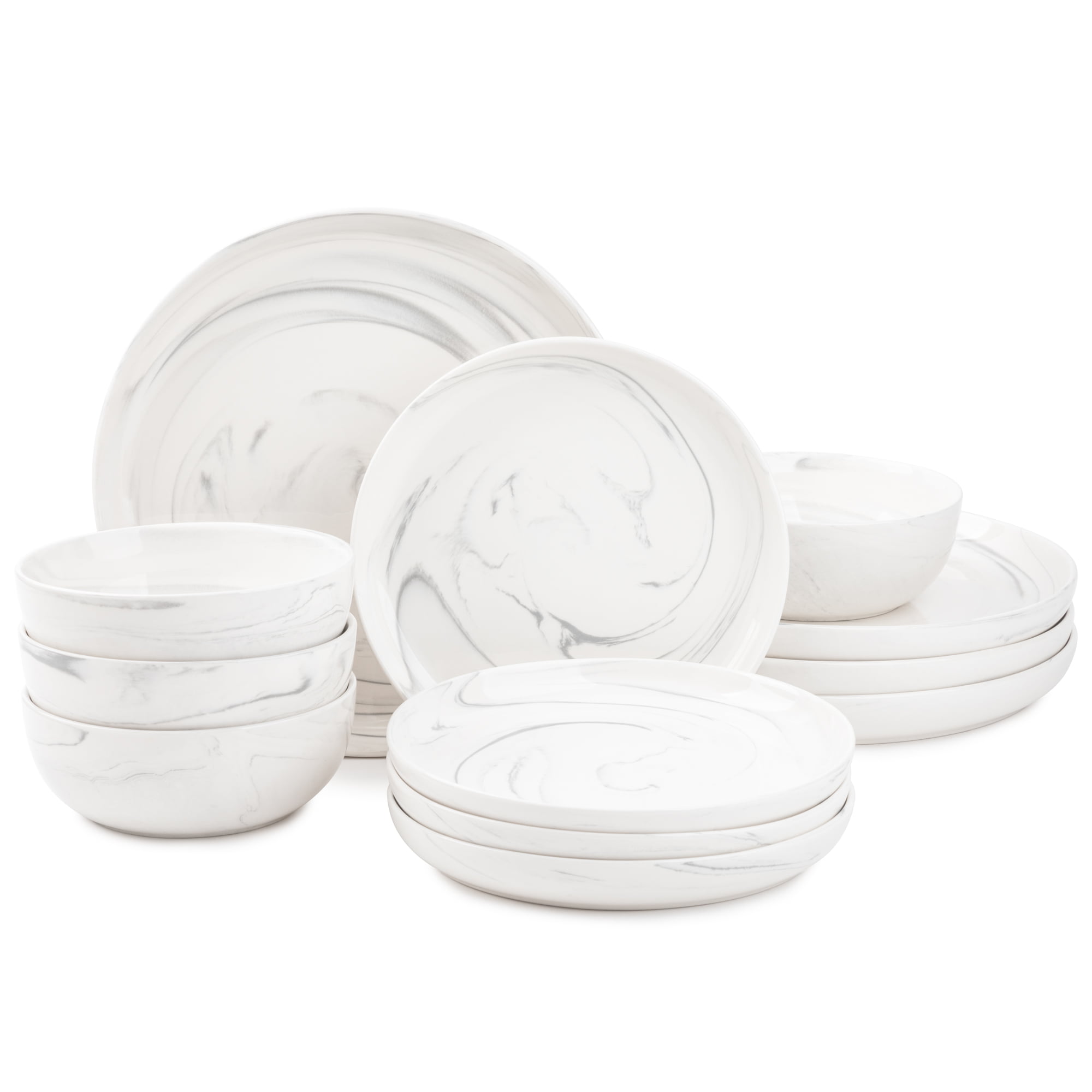 Thyme & Table Dinnerware Grey Marble Stoneware. 12 Piece Set