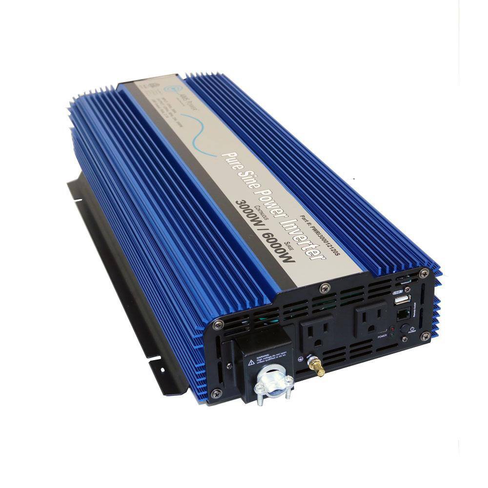 AIMS POWER PWRI300012120SUL 3.000 Pure Sine Inverter 12-Volt DC to 120-Volt AC ETL Listed to UL 458