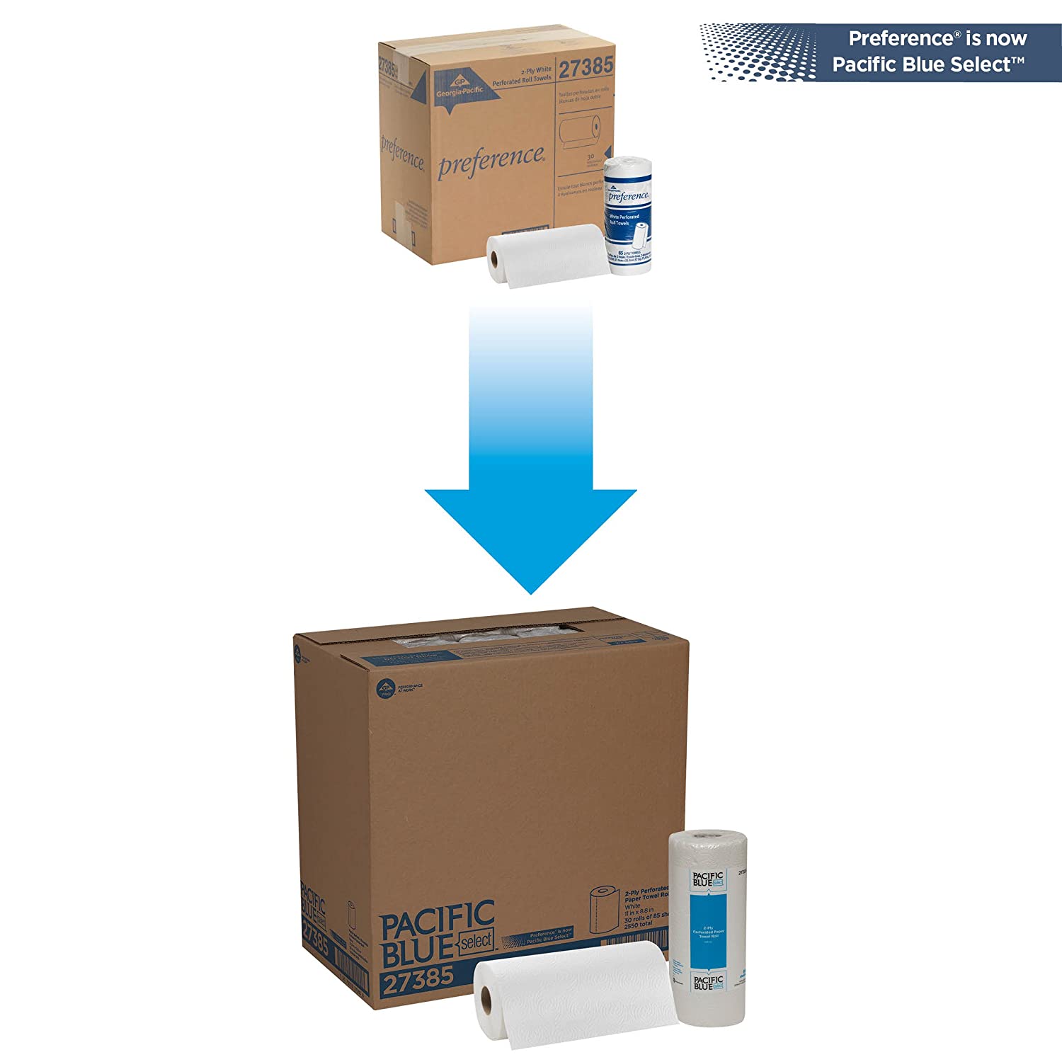 Georgia Pacific Blue Select 2-Ply Perforated Paper Towel Rolls by GP PRO (Georgia-Pacific). 27385. 85 Sheets Per Roll. 30 Rolls Per Case