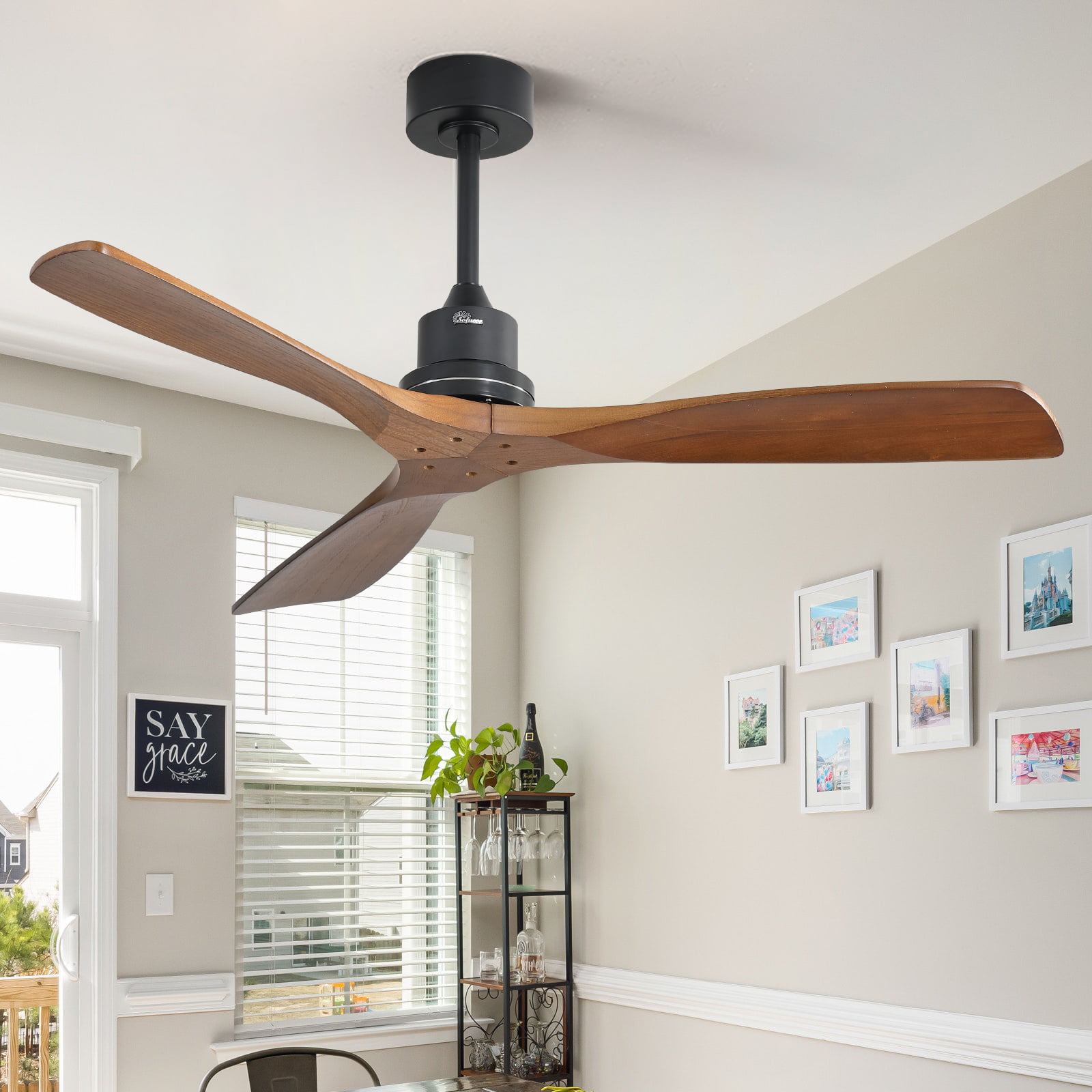 Sofucor 52” Modern Ceiling Fan Remote Control Noiseless Reverse Airflow for Farmhouse.Patio.Living Room
