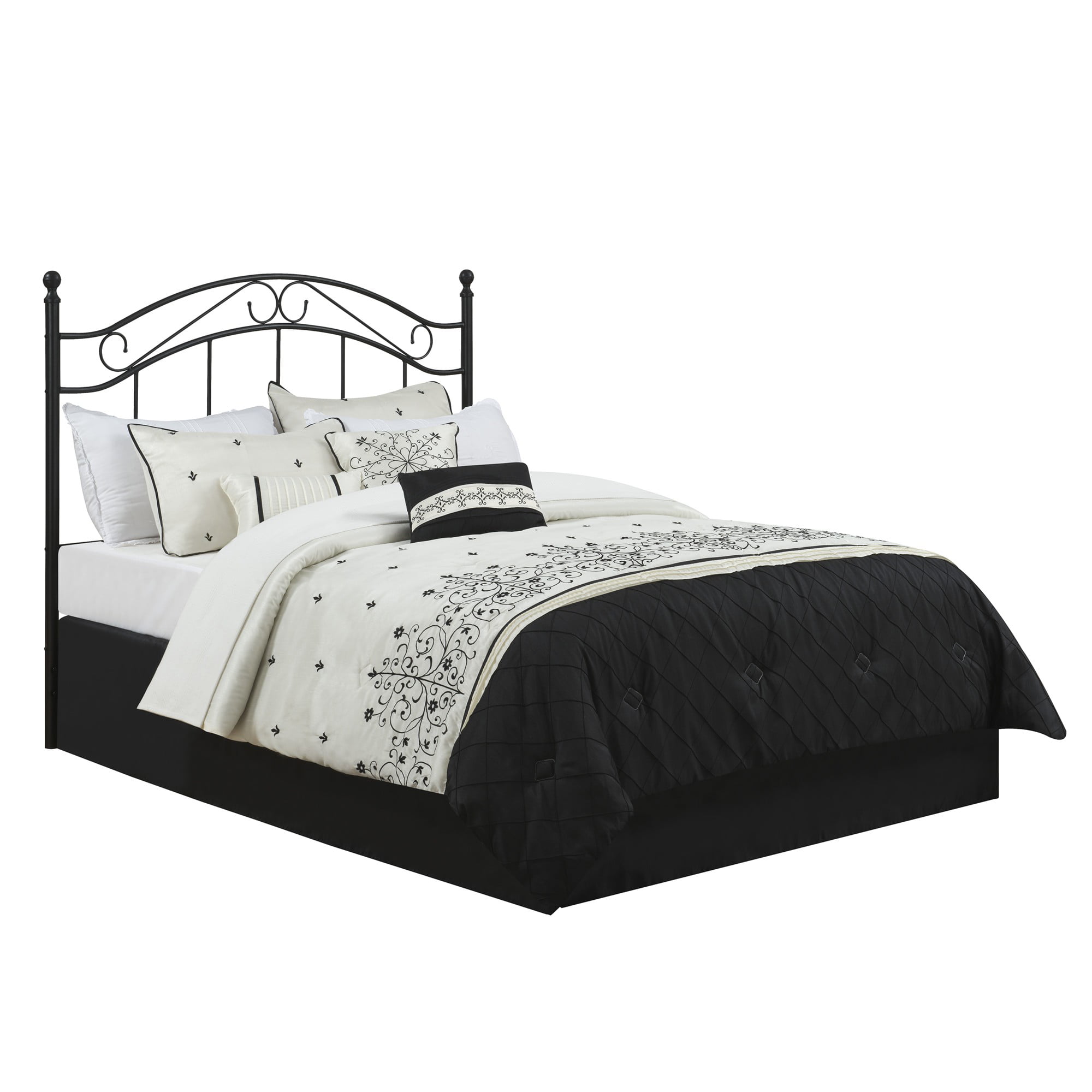 Mainstays Full/Queen Metal Headboard with Delicate Detailing. Black