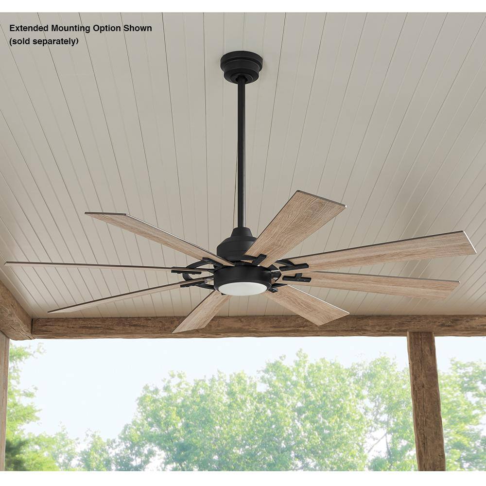 Home Decorators Collection  Makenna 60 in. White Color Changing Integrated Outdoor LED Matte Black Ceiling Fan with Light Kit. DC Motor and Remote
