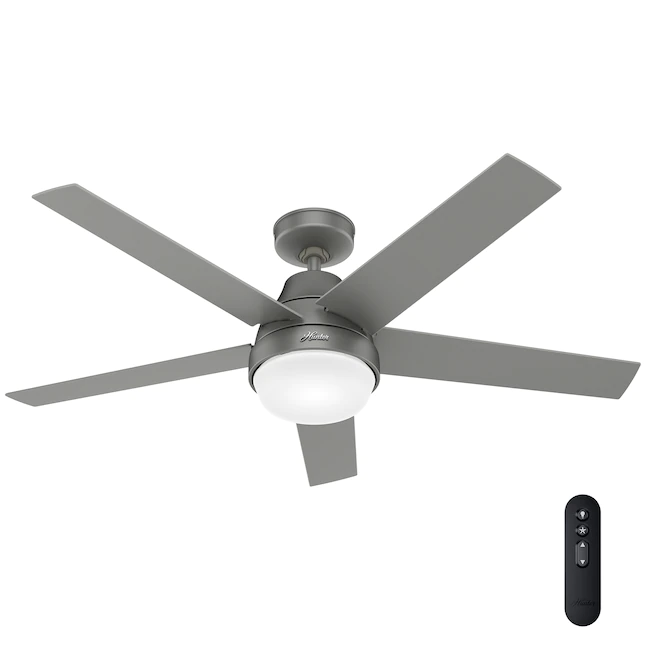 Hunter  Aerodyne 52-in Matte Silver LED Indoor Smart Ceiling Fan with Light Remote (5-Blade)