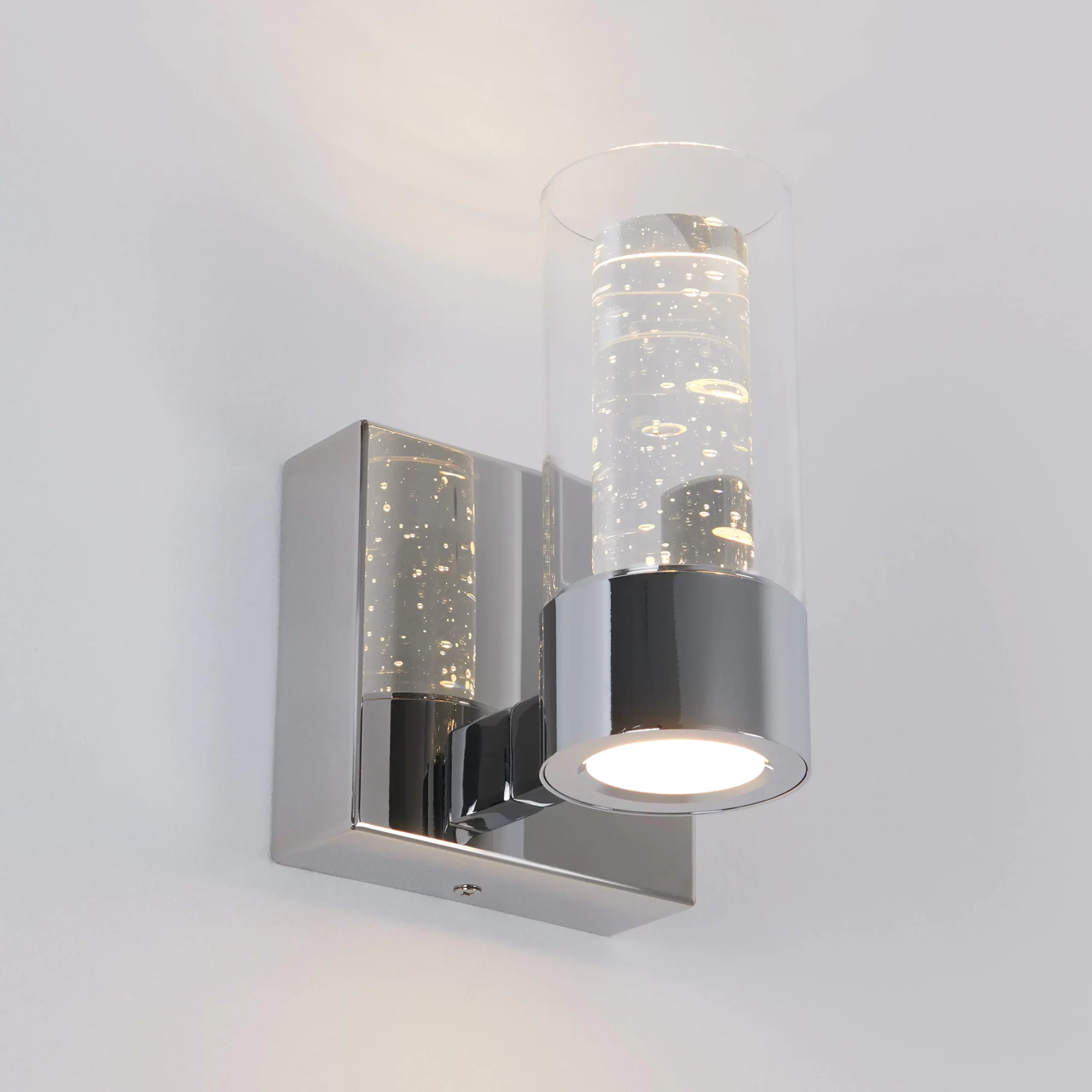 Artika VAN1-RT Essence 4.3 in. 1-Light Chrome LED Modern Indoor Wall Sconce with Bubble Glass for Hallway and Bathroom