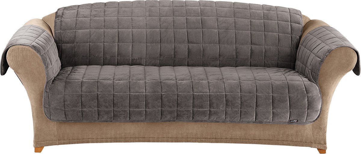 Sure Fit Home Décor Furniture Protector Deluxe Pet Sofa Cover. Polyester. Machine Washable. Sofa. Dark Gray