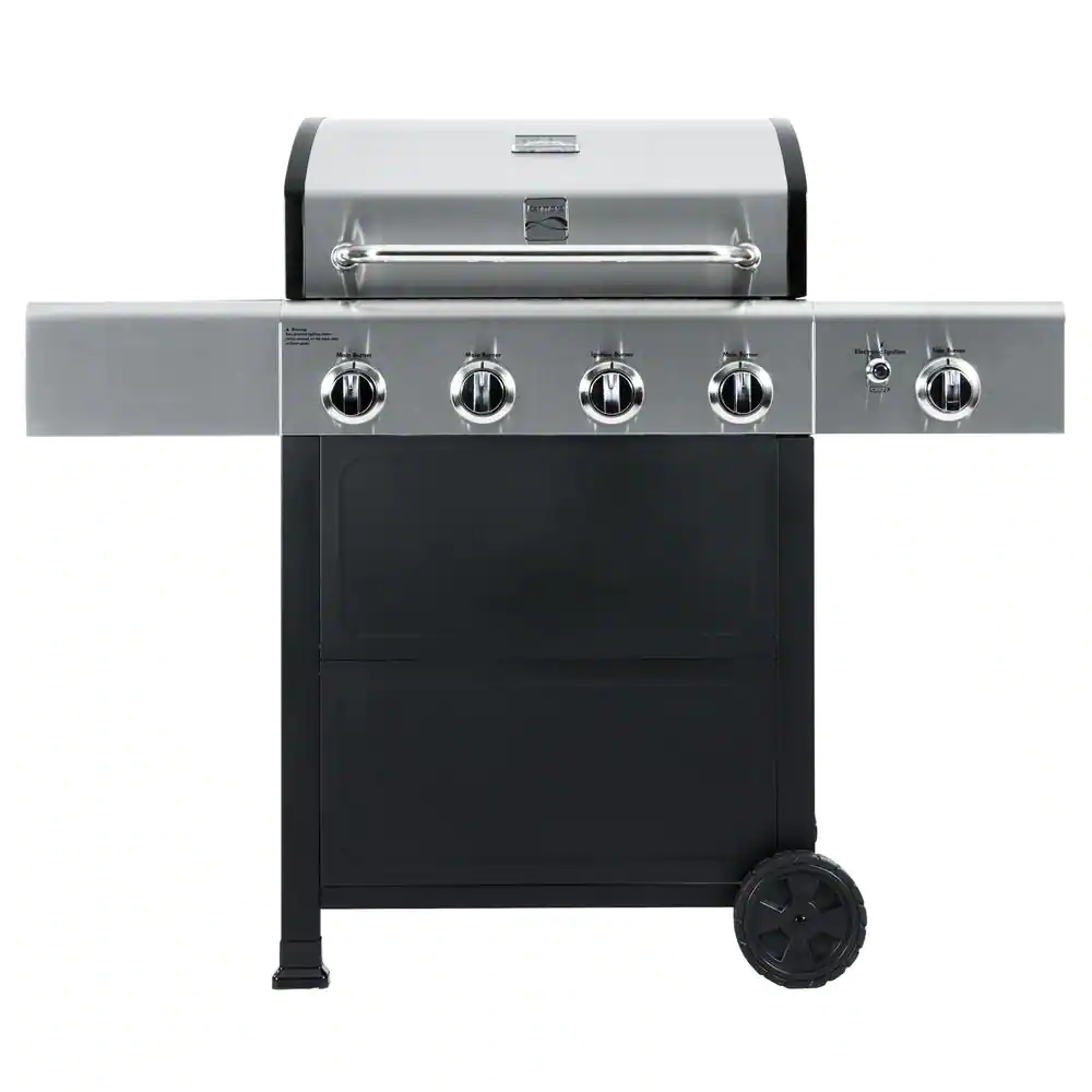 KENMORE PG-40406S0L Kenmore 4 Burner Open Cart Propane Gas BBQ Grill with Side Burner. Stainless Steel and Black