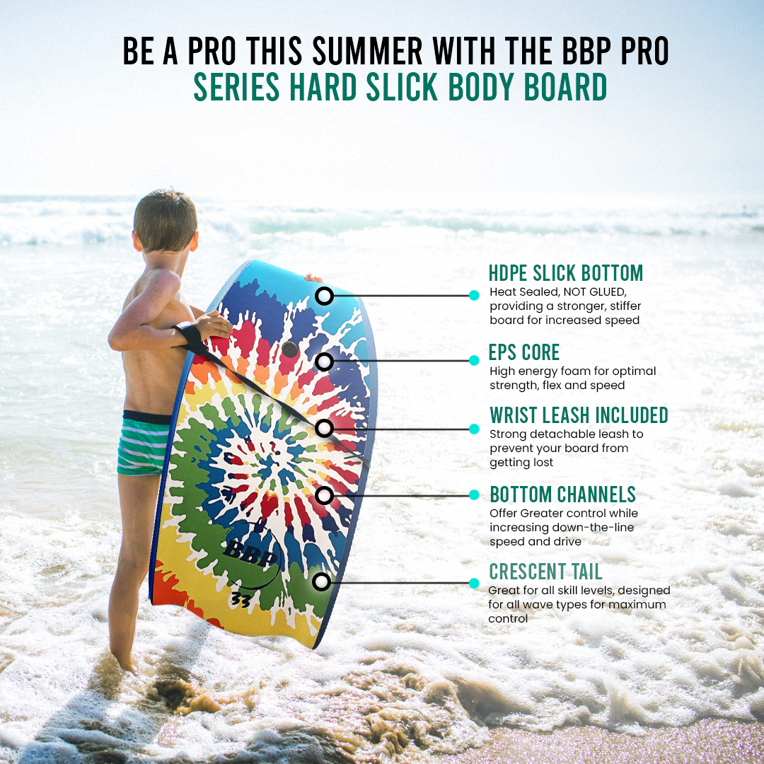 Back Bay Play Pro Series 41″ Lightweight Body Board Surfing W/ Leash EPS Core. Kids and Adults