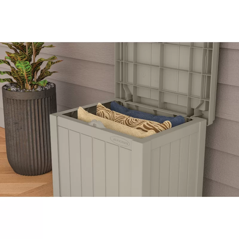 Suncast SS601 22 Gal. Deck Box with Seat. Light Taupe