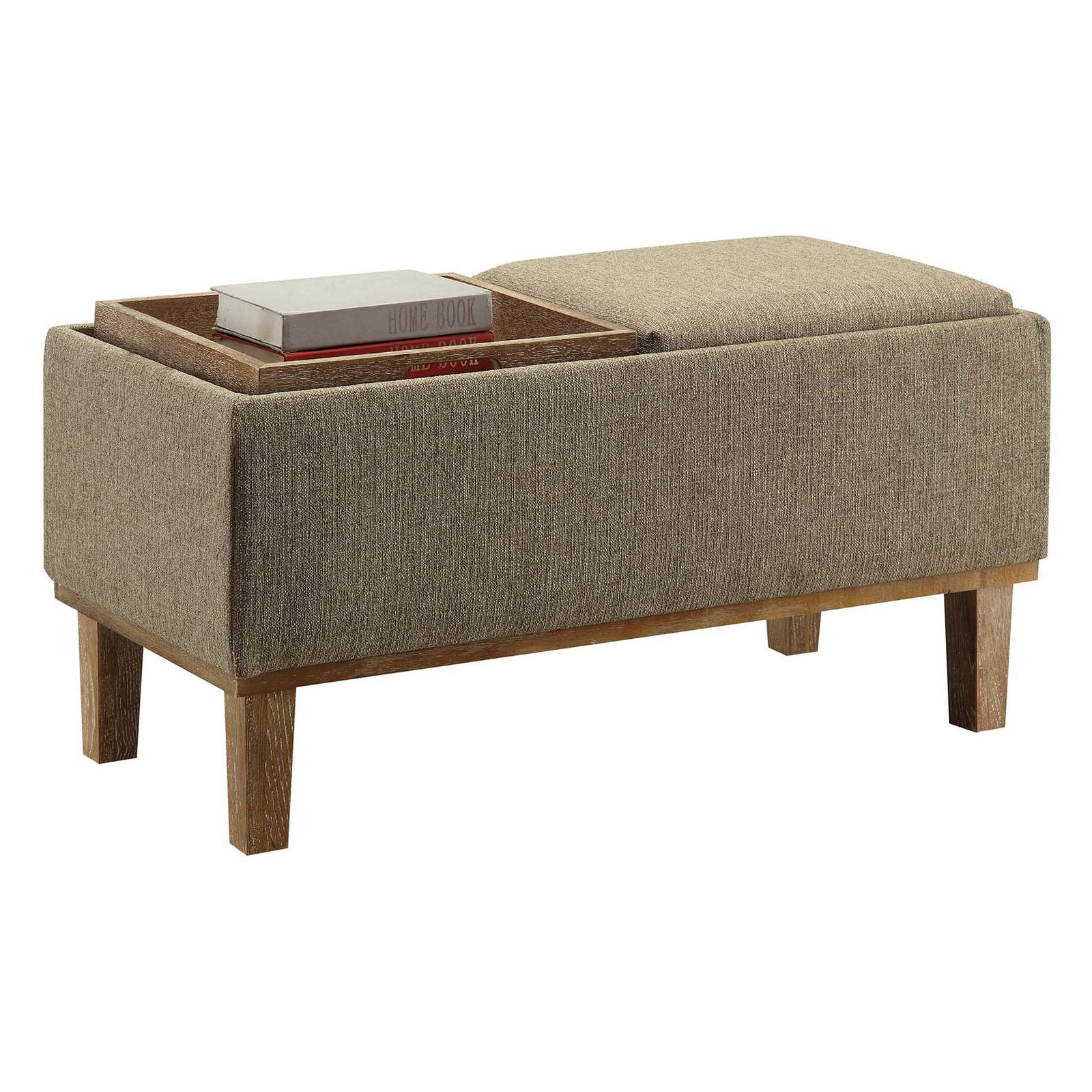 Convenience Concepts Brentwood Storage Ottoman. Sandstone Fabric/Brown
