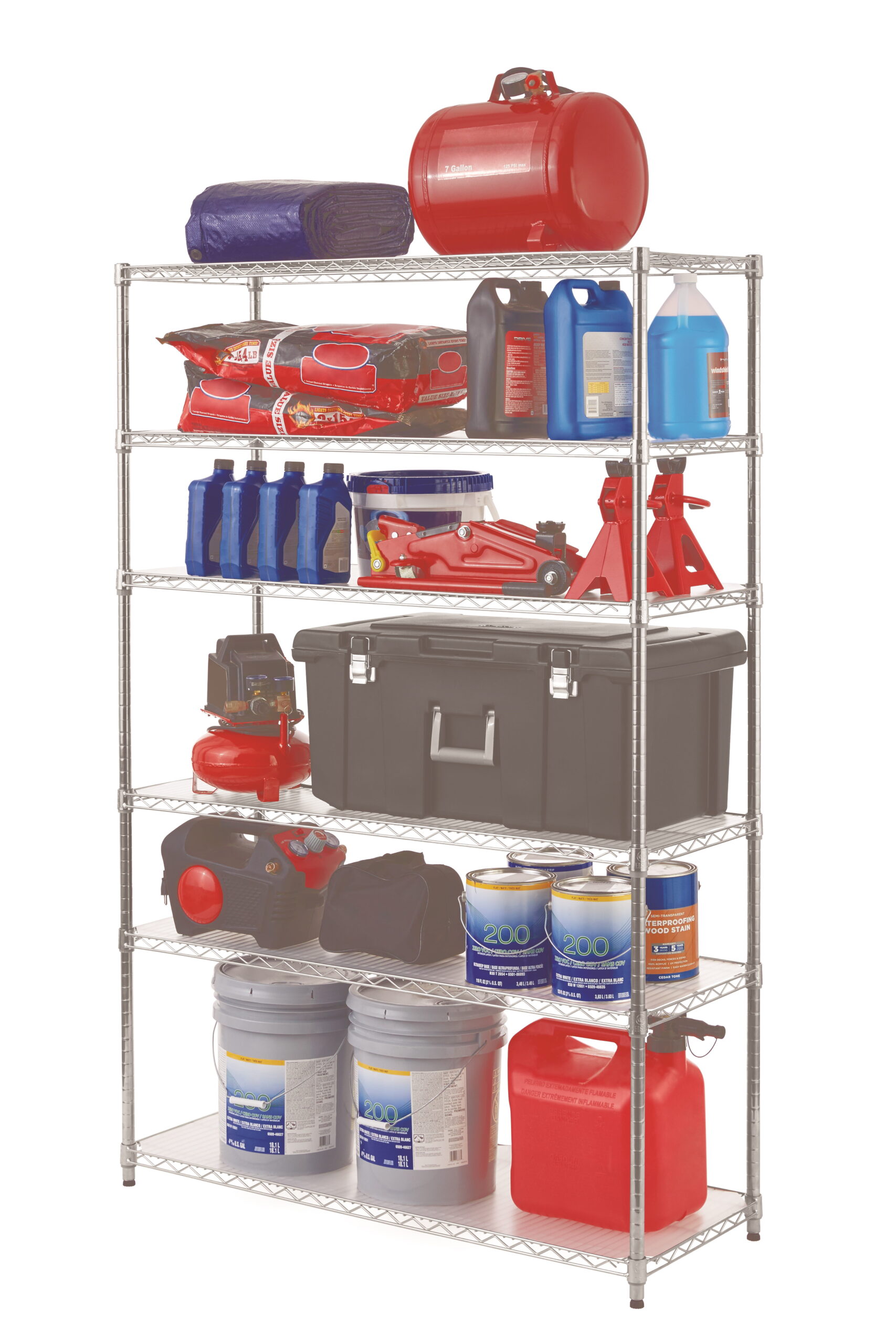 Hyper Tough 6 Tier Steel Wire Shelf Unit with Liners. Chrome. Capacity 3600 lbs