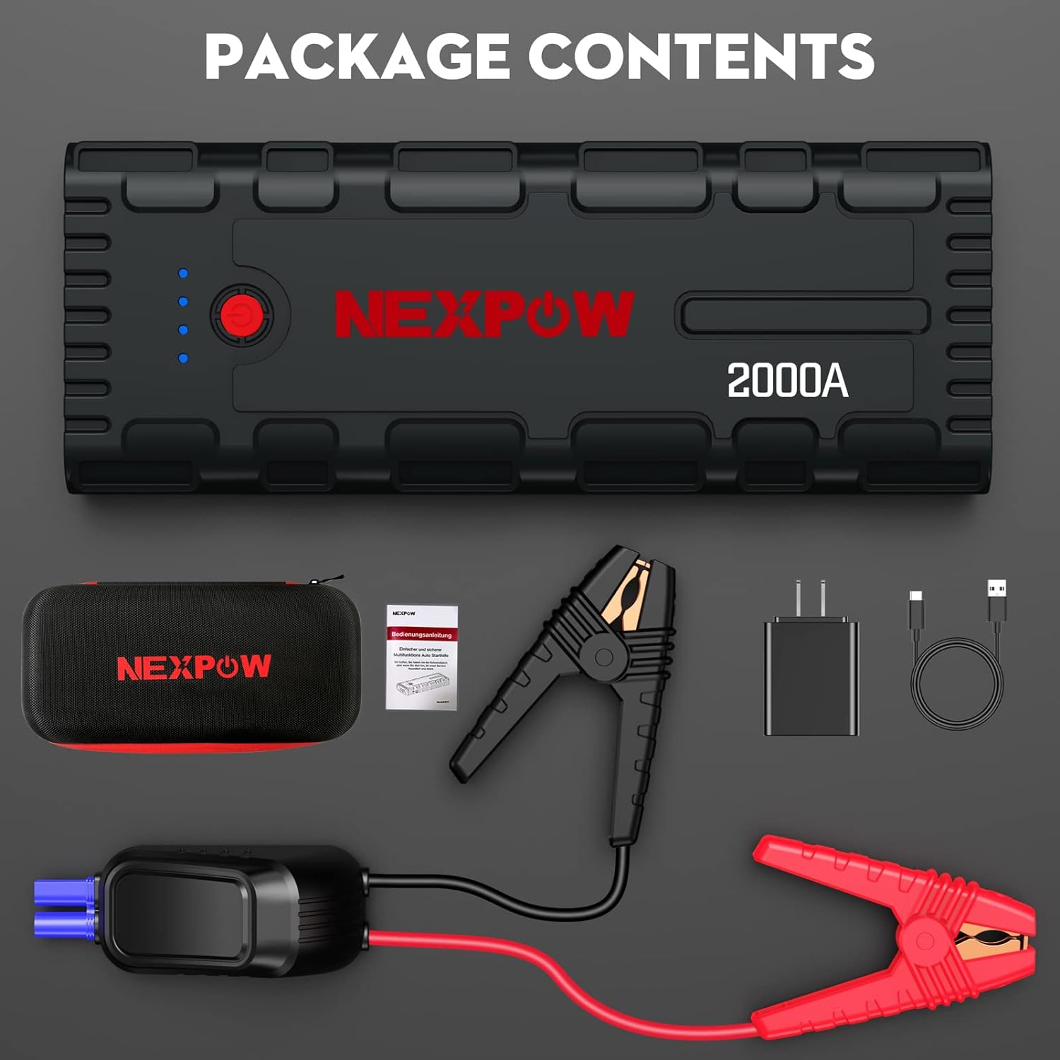 NEXPOW Car Jump Starter. 2000A Peak 12V Portable Car Battery Starter. Auto Battery Booster