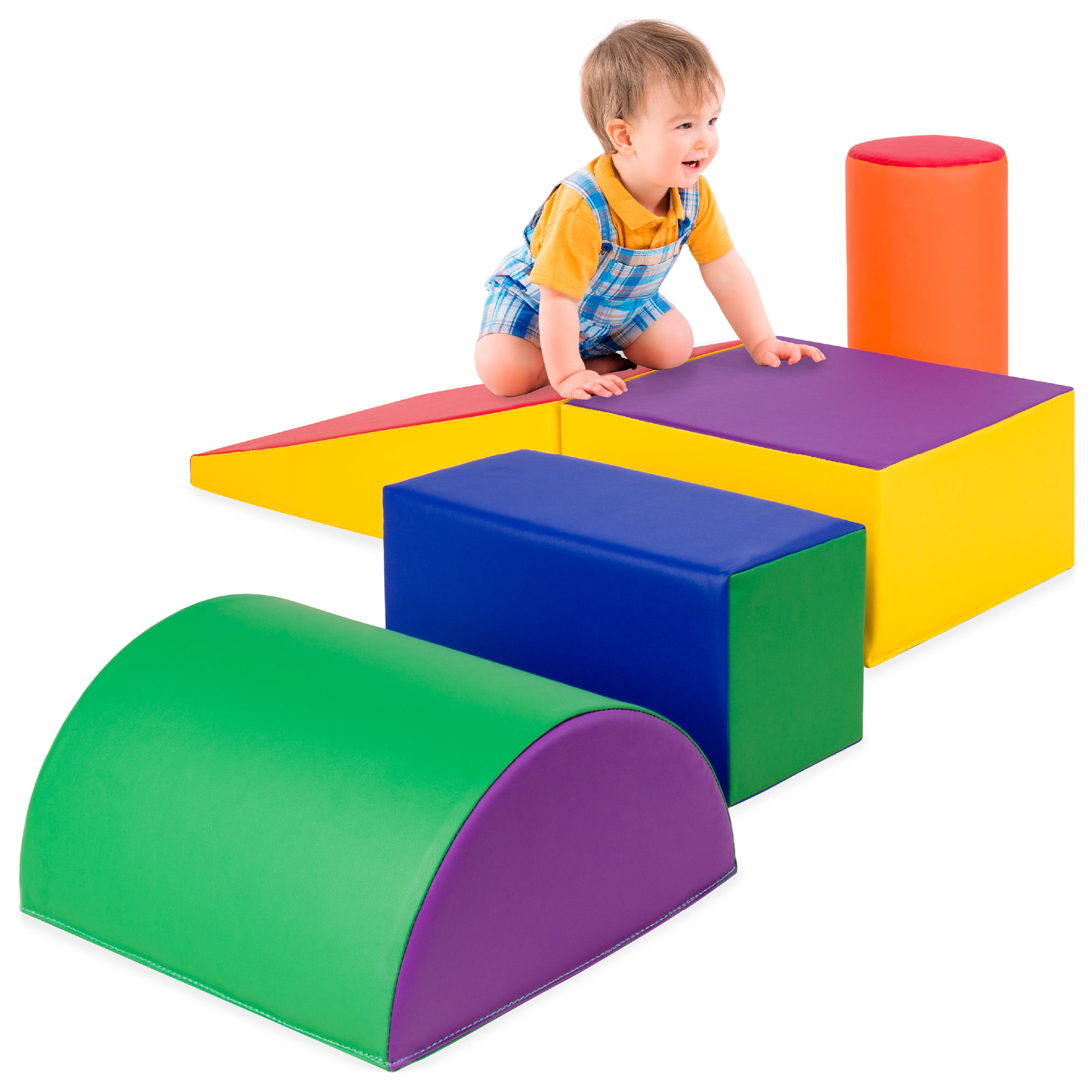 Best Choice Products 5-Piece Kids Climb & Crawl Soft Foam Block Playset Structures for Child Development. Motor Skills