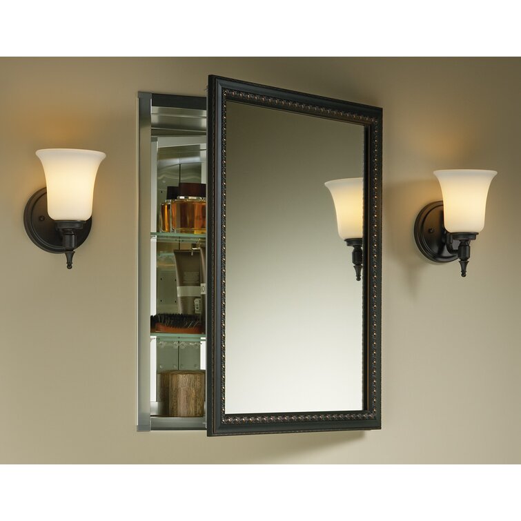 Kohler 2967-BR1 Recessed or Surface Mount Framed 1 Door Medicine Cabinet with 2 Adjustable Shelves