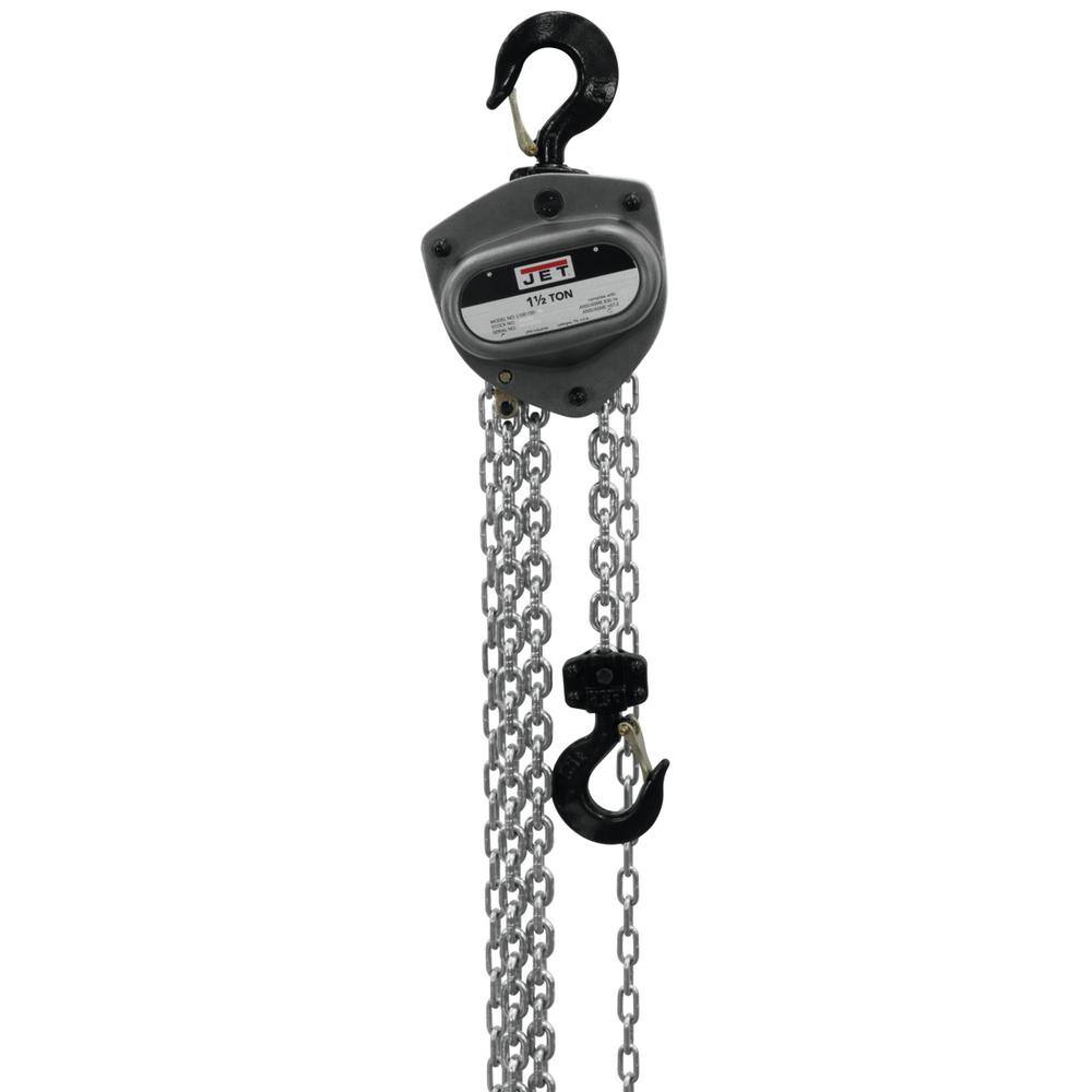 Jet 101100 L100-150WO-10 1-1/2-Ton Hand Chain Hoist with 10 ft. Lift and Overload Protection