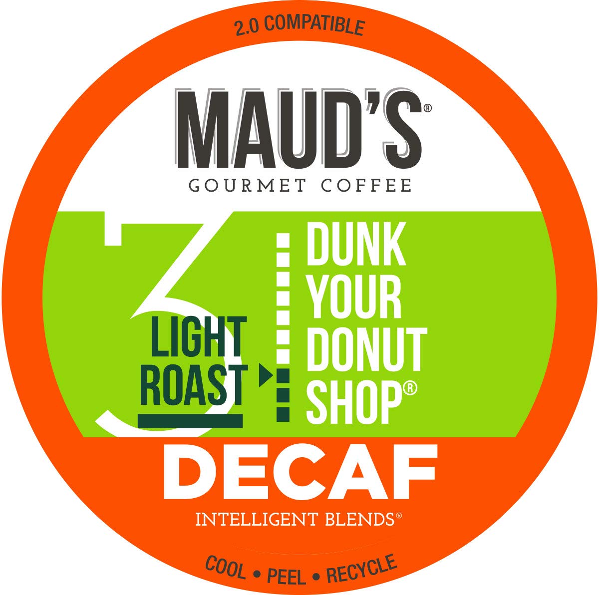 Maud-s Decaf Donut Shop Coffee (Dunk Your Donut Shop). 100ct. Solar Energy Produced Recyclable Single Serve Donut Shop Decaf Coffee Pods - 100% Arabica Coffee California Roasted. KCup Compatible