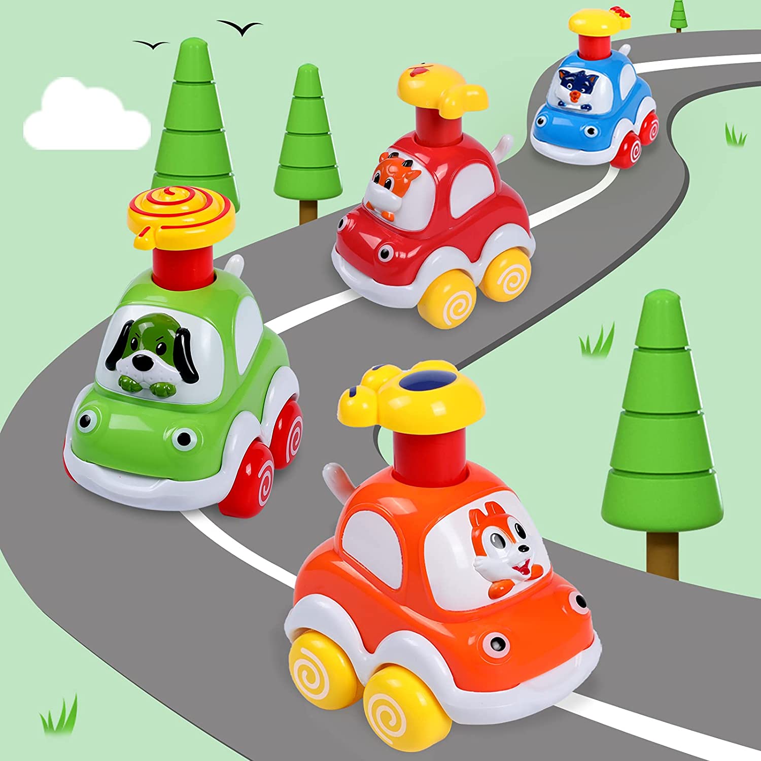 Baby Toy Cars for Educational Toys for 1 Year Old Boy Pull Back.
