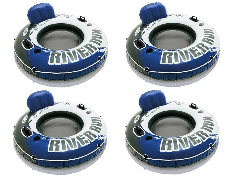 Intex River Run Inflatable Floating Tube Water Raft for Lake River Pool (4 Pack)