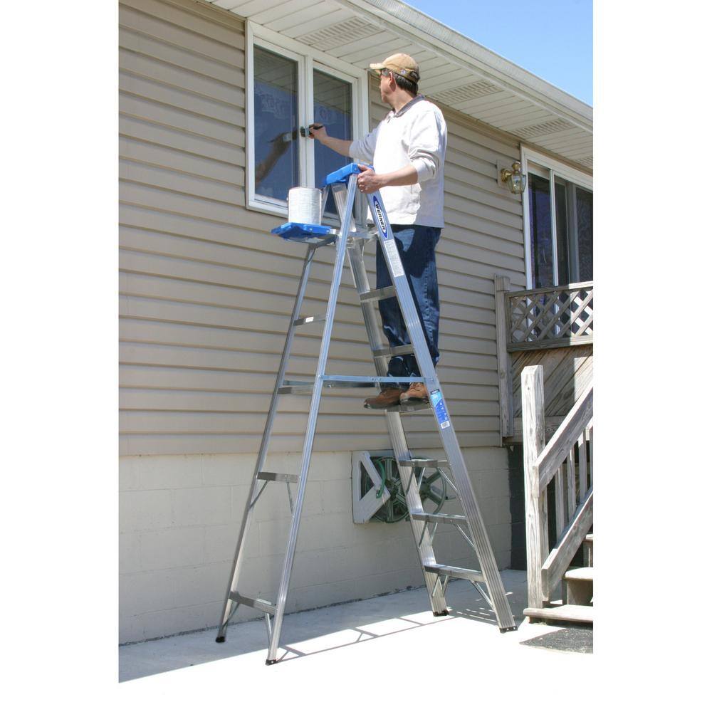 WERNER 368 8 ft. Aluminum Step Ladder with 250 lb. Load Capacity Type I Duty Rating