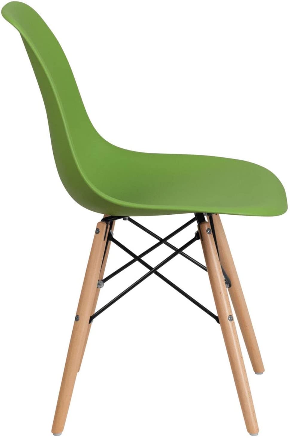 Flash Furniture ‎FH-130-DPP-GN-GG Elon Series Green Plastic Chair with Wooden Legs