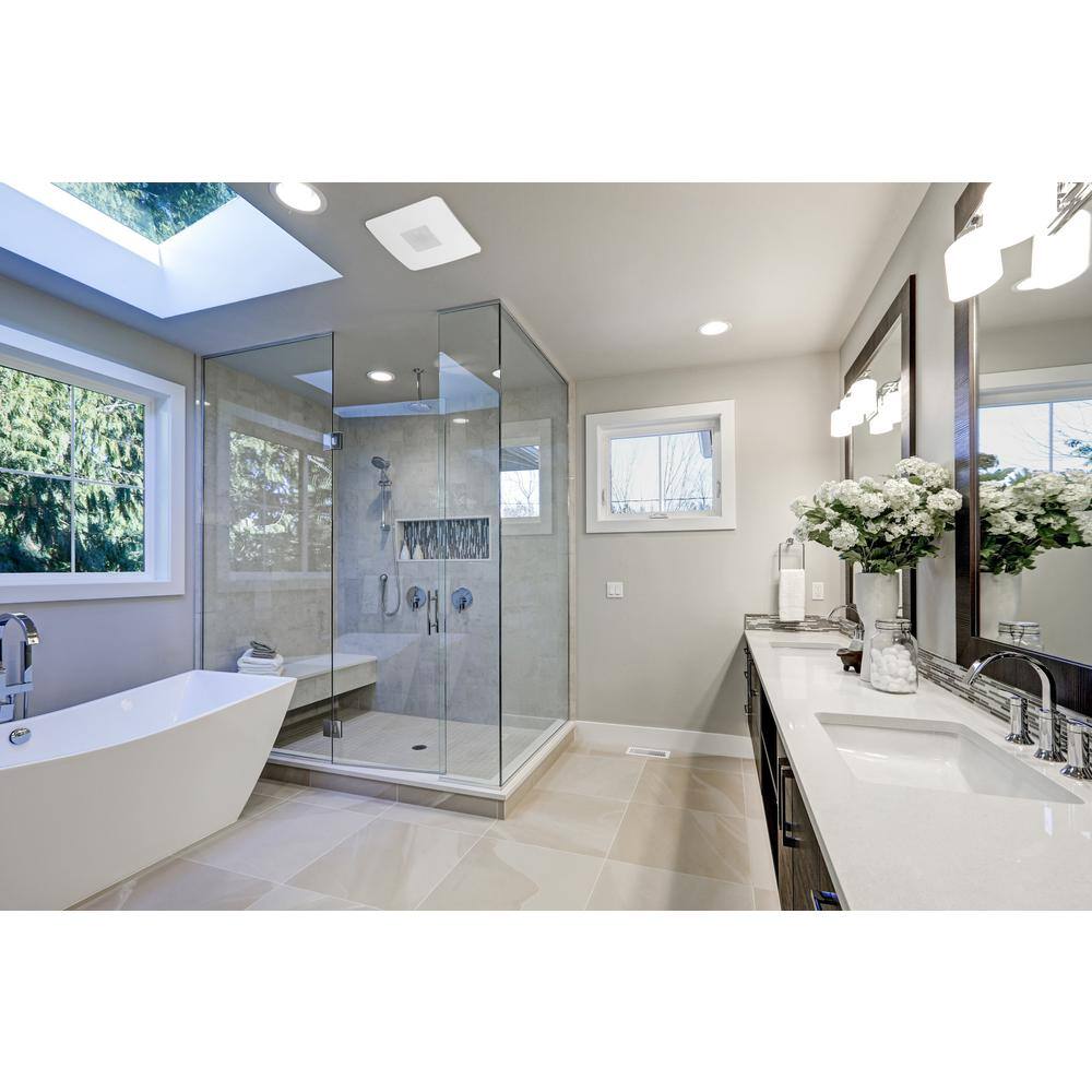 ReVent RVM80-D 80 CFM Ceiling Easy Roomside Installation Bathroom Exhaust Fan with 2-Way Smartphone Communication and Bluetooth Speaker