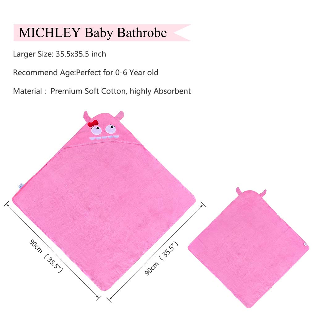 MICHLEY Animal Face Hooded Baby Towel Cotton Bathrobe for Boys Girls 0-6 Year