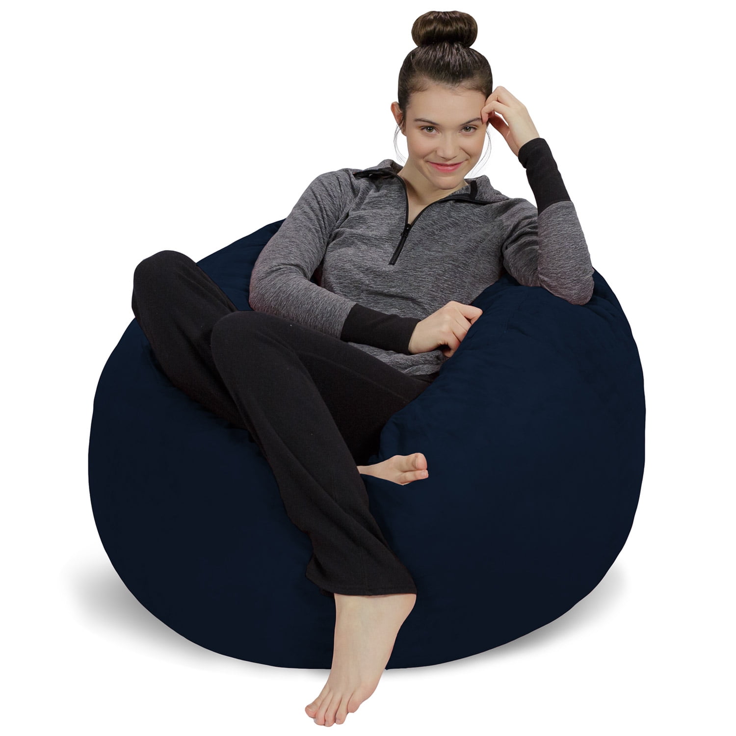Sofa Sack Bean Bag Chair. Memory Foam Lounger with Microsuede Cover. Kids. 3 ft. Navy