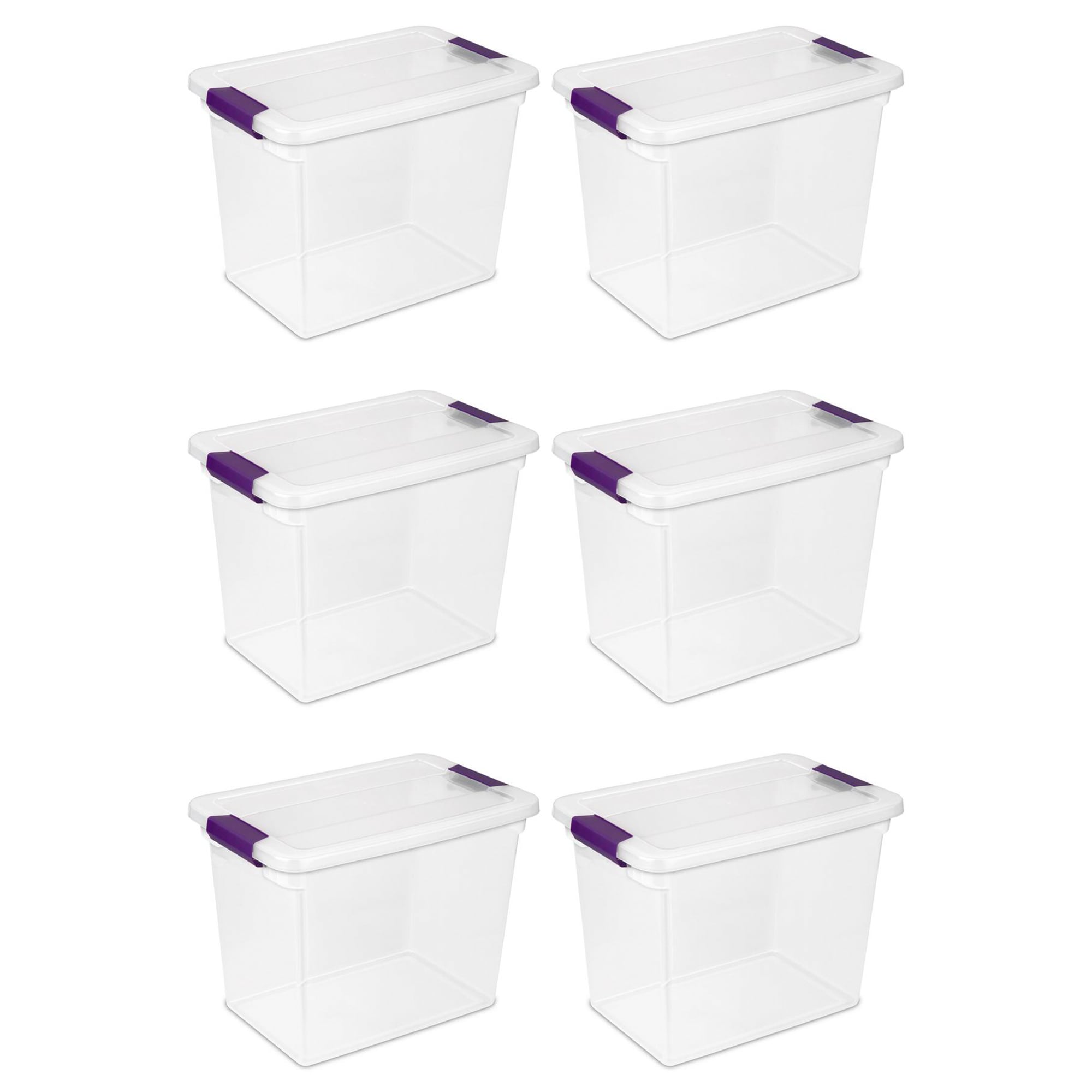Sterilite Corporation 6-Pack Medium 6.75-Gallons (60-Quart) Clear Rolling Tote with Latching Lid