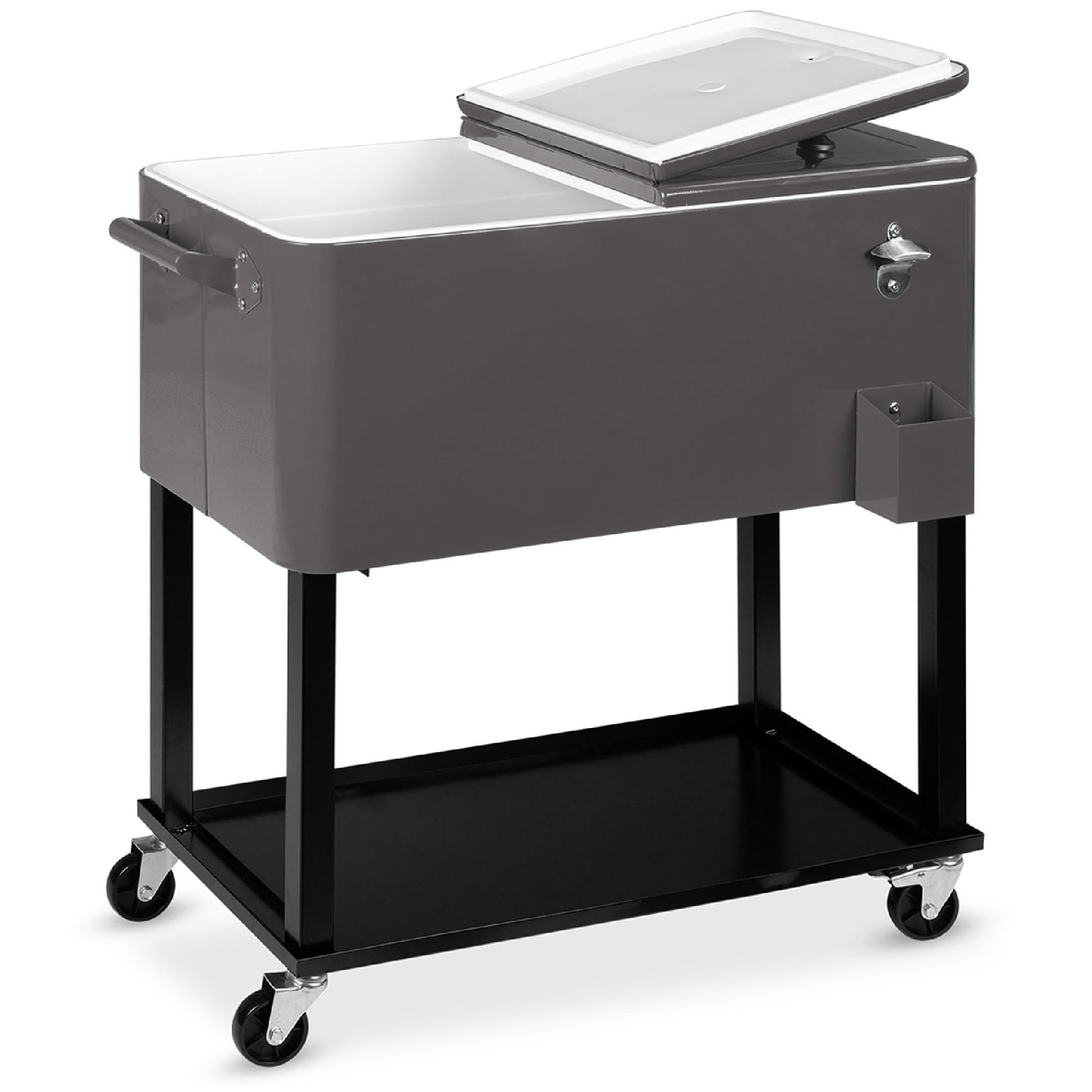 Best Choice Products 80qt Steel Rolling Cooler Cart w/ Bottle Opener. Catch Tray. Drain Plug. Locking Wheels - Gray