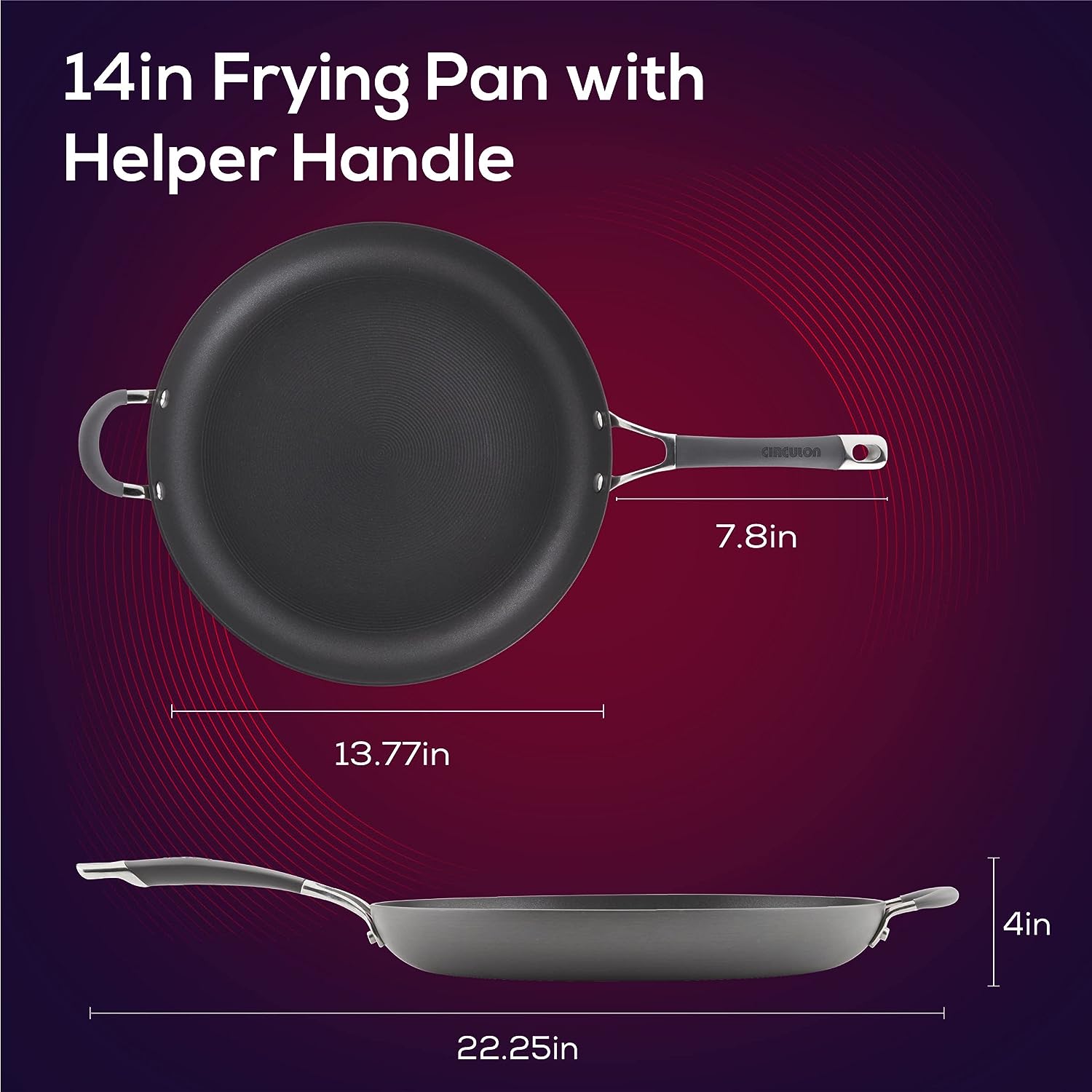 Circulon - 83906 Circulon Radiance Hard Anodized Nonstick Frying Pan / Fry Pan / Hard Anodized Skillet with Helper Handle - 14 Inch. Gray
