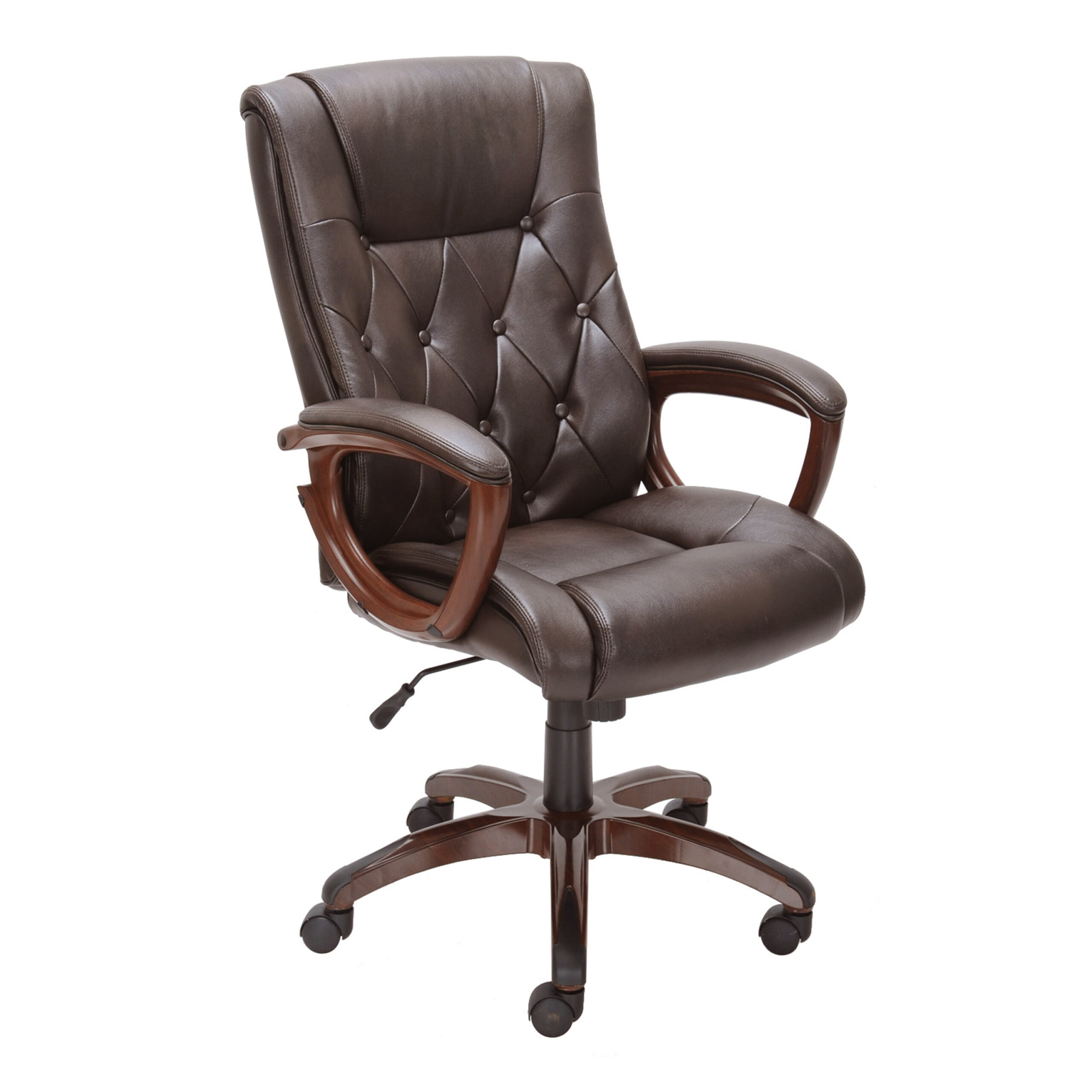 Better Homes and Gardens Executive. Mid-Back Manager-s Office Chair with Arms. Brown Bonded Leather. Brown