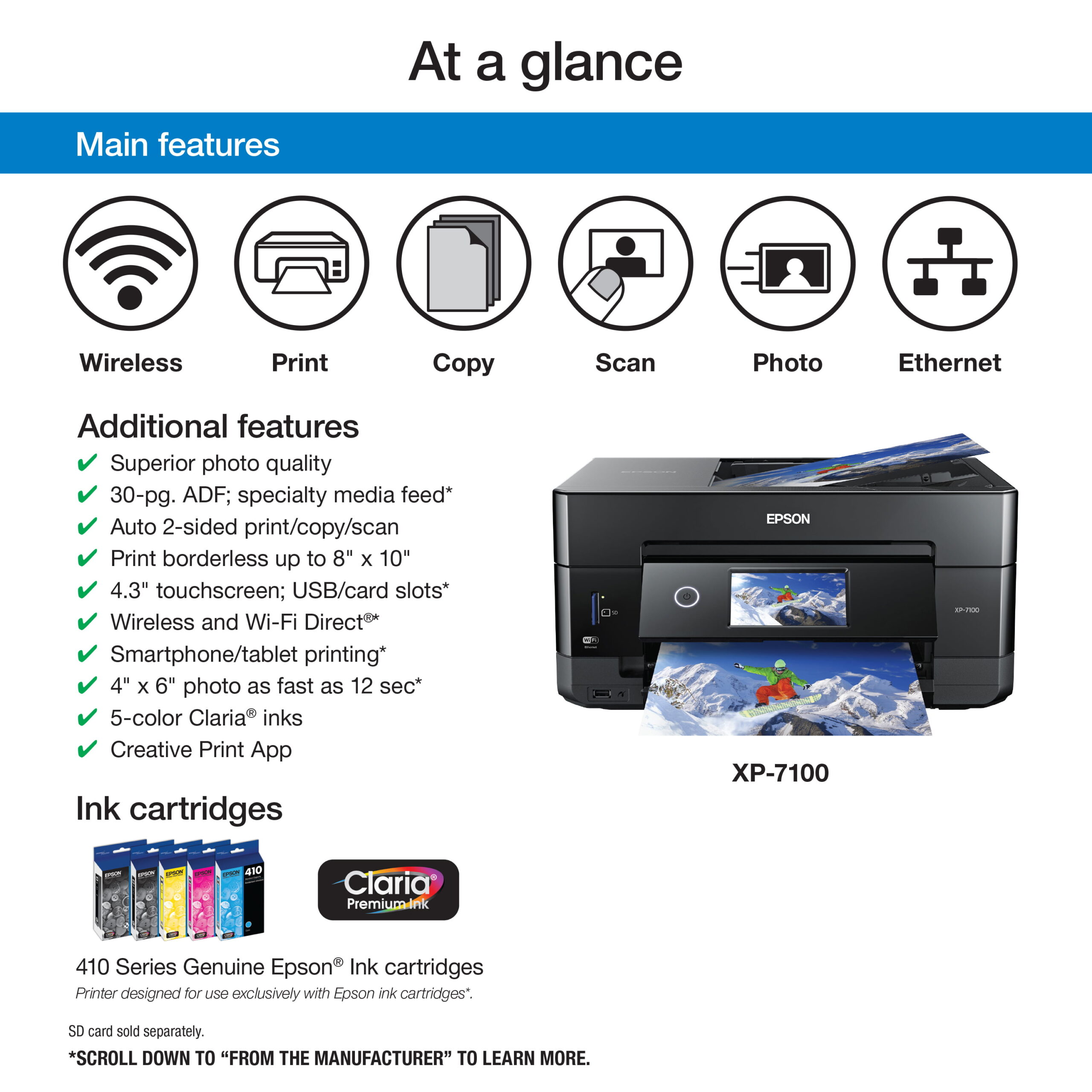 Epson Expression Premium XP-7100 Wireless All-in-One Color Inkjet Printer