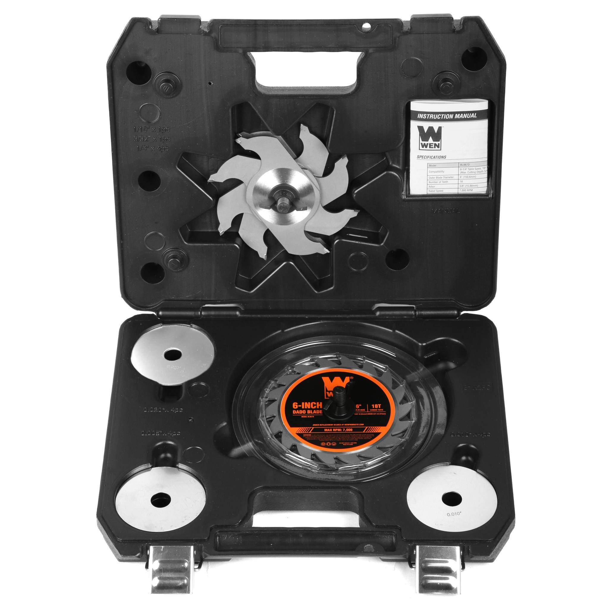 WEN 6-Inch 18-Tooth Carbide-Tipped Stacked Dado Blade Set for 8-1/4 and 10-Inch Table Saws