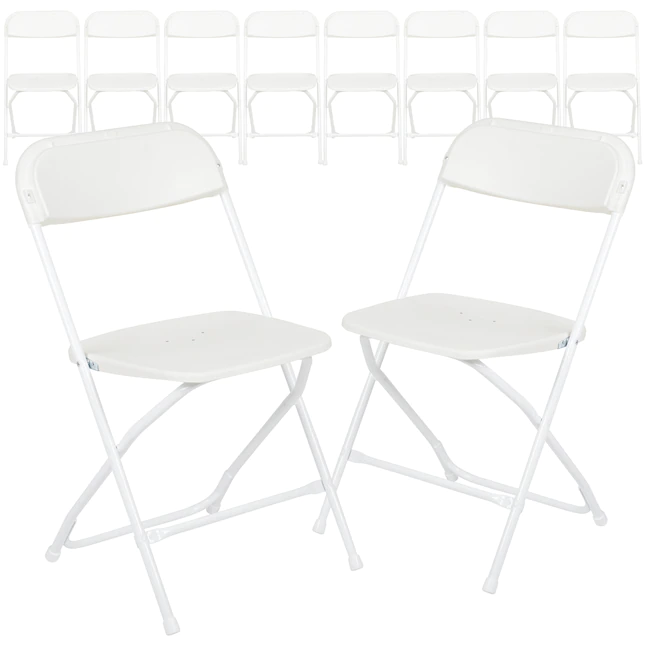 Flash Furniture  10-Pack White Standard Folding Chair with Solid Seat (Indoor)