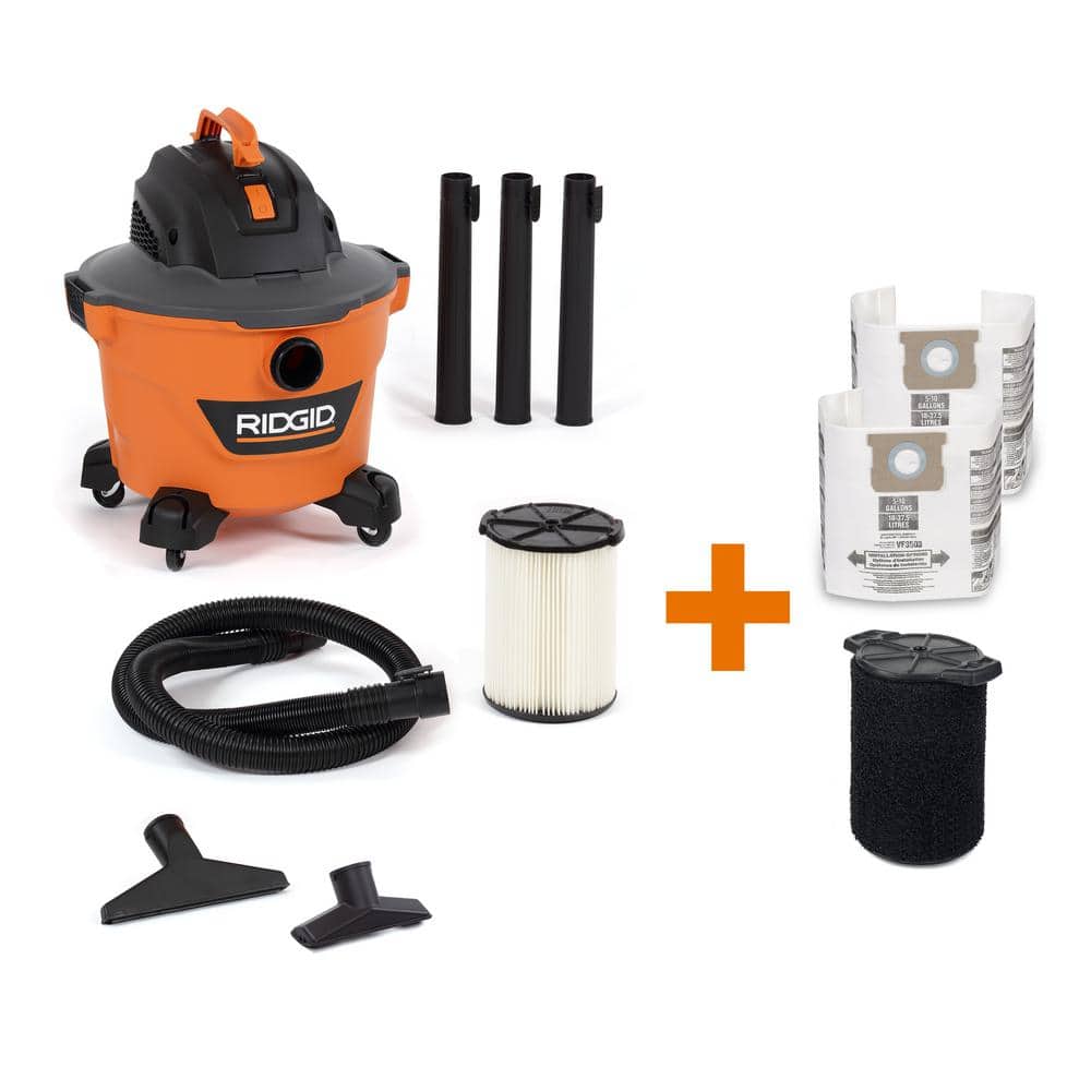RIDGID HD0900B 9 Gallon 4.25 Peak HP NXT Wet/Dry Shop Vacuum with Standard Filter. Wet Filter. Dust Bags. Locking Hose and Accessories