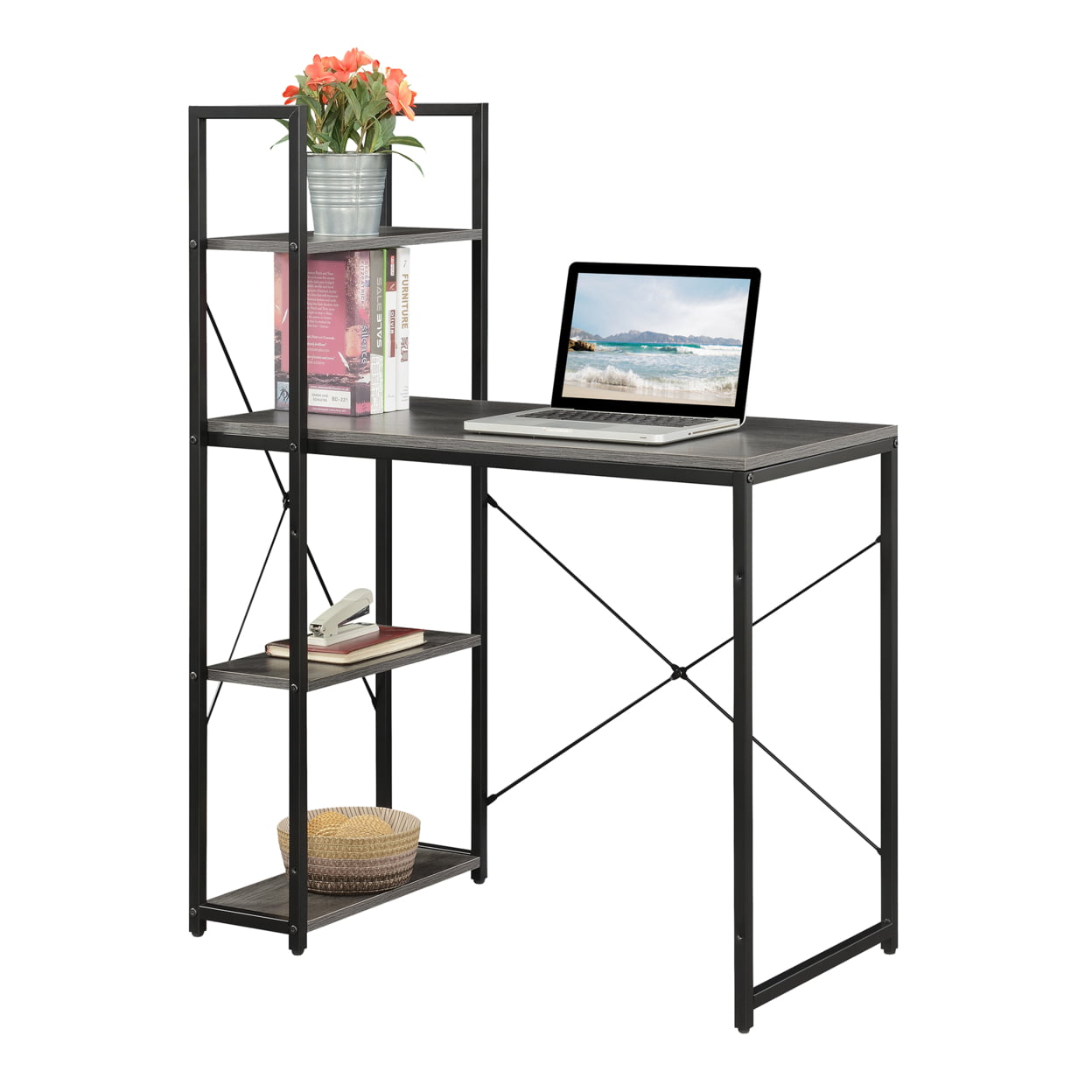 Designs2Go Office Workstation with Shelves. Multi