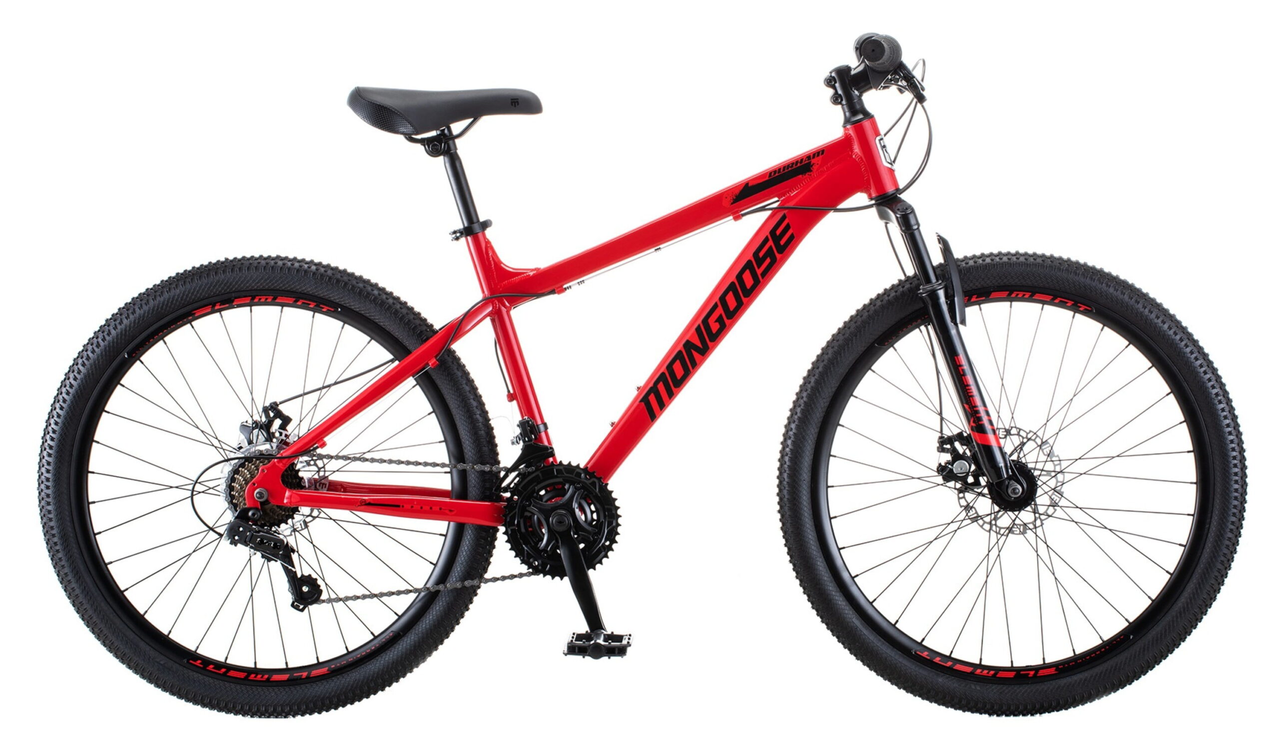 Mongoose 26-in. Durham Unisex Mountain Bike. Red and Black. 21 Speeds