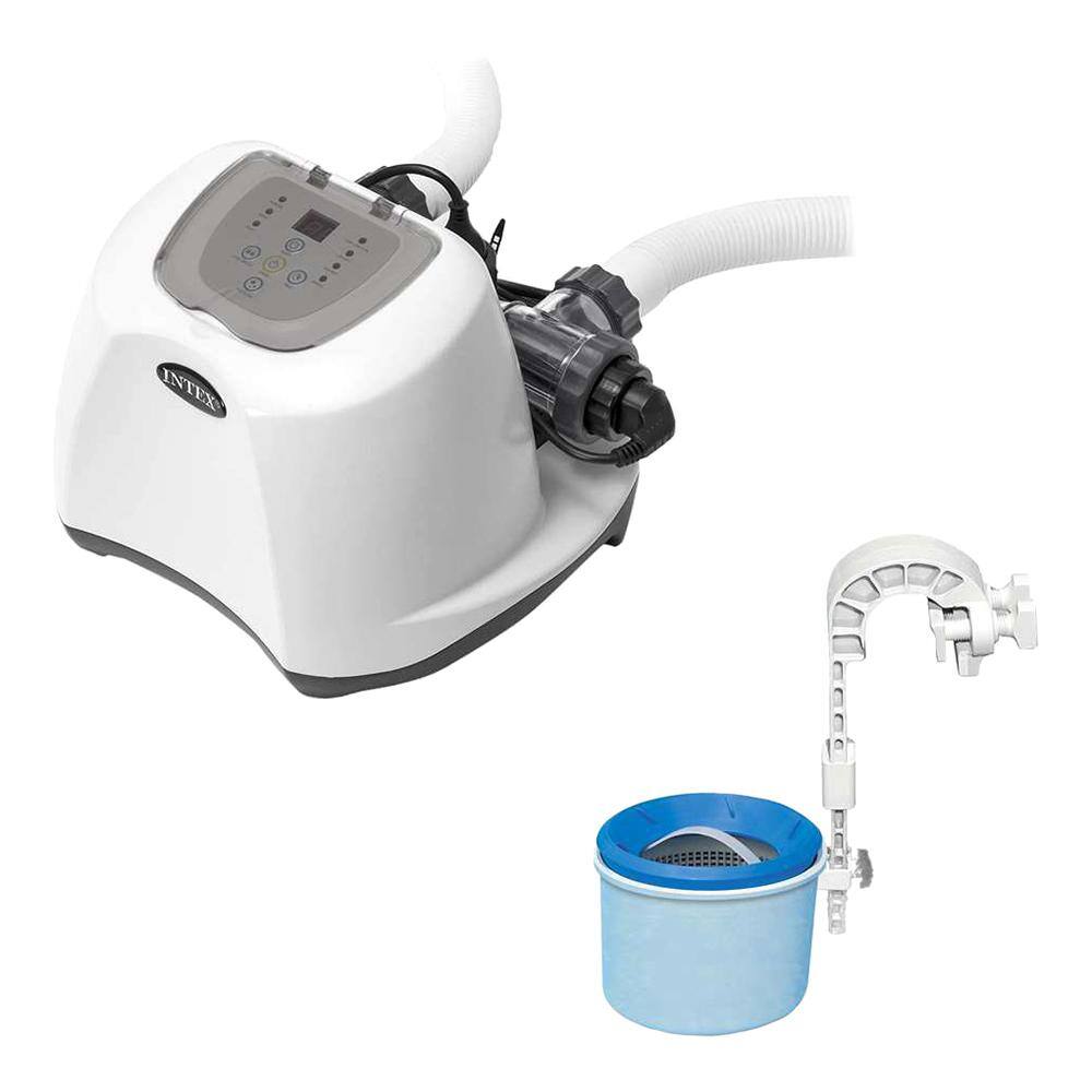 Intex 26669EG + 28000E 120-Volt Krystal Clear Saltwater Pool Chlorinator with Wall Mount Surface Skimmer