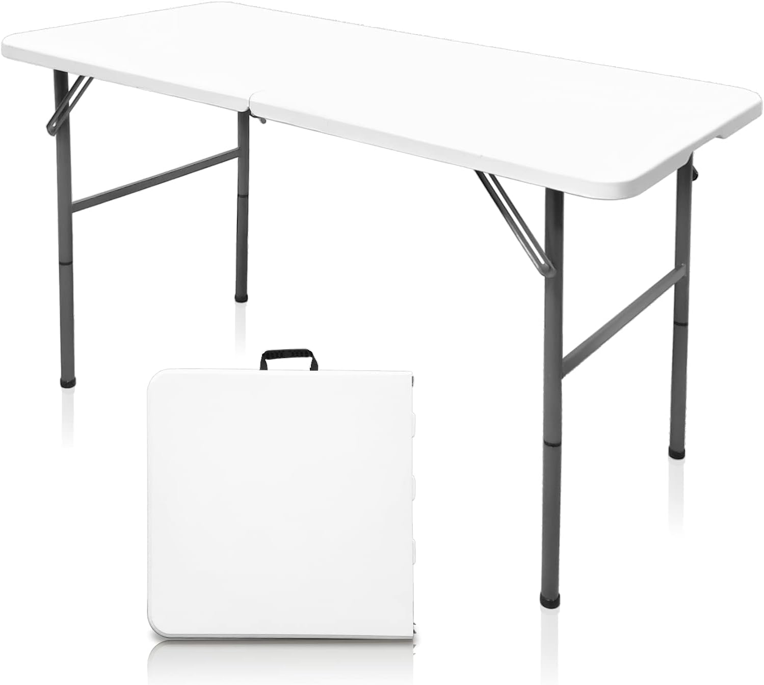 4 FT Folding Table. Plastic Portable Tables for Dining Parties Card Picnic Camping. Granite White