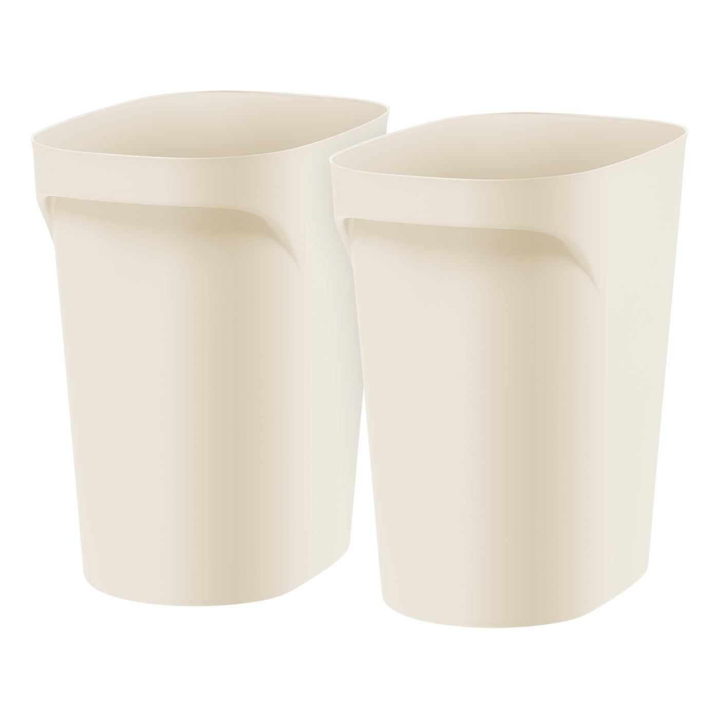 IRIS USA Plastic Trash-Can Wastebasket for Bathroom-Kitchen-Bedroom. 6 Gallon. 2 Pack. Off White